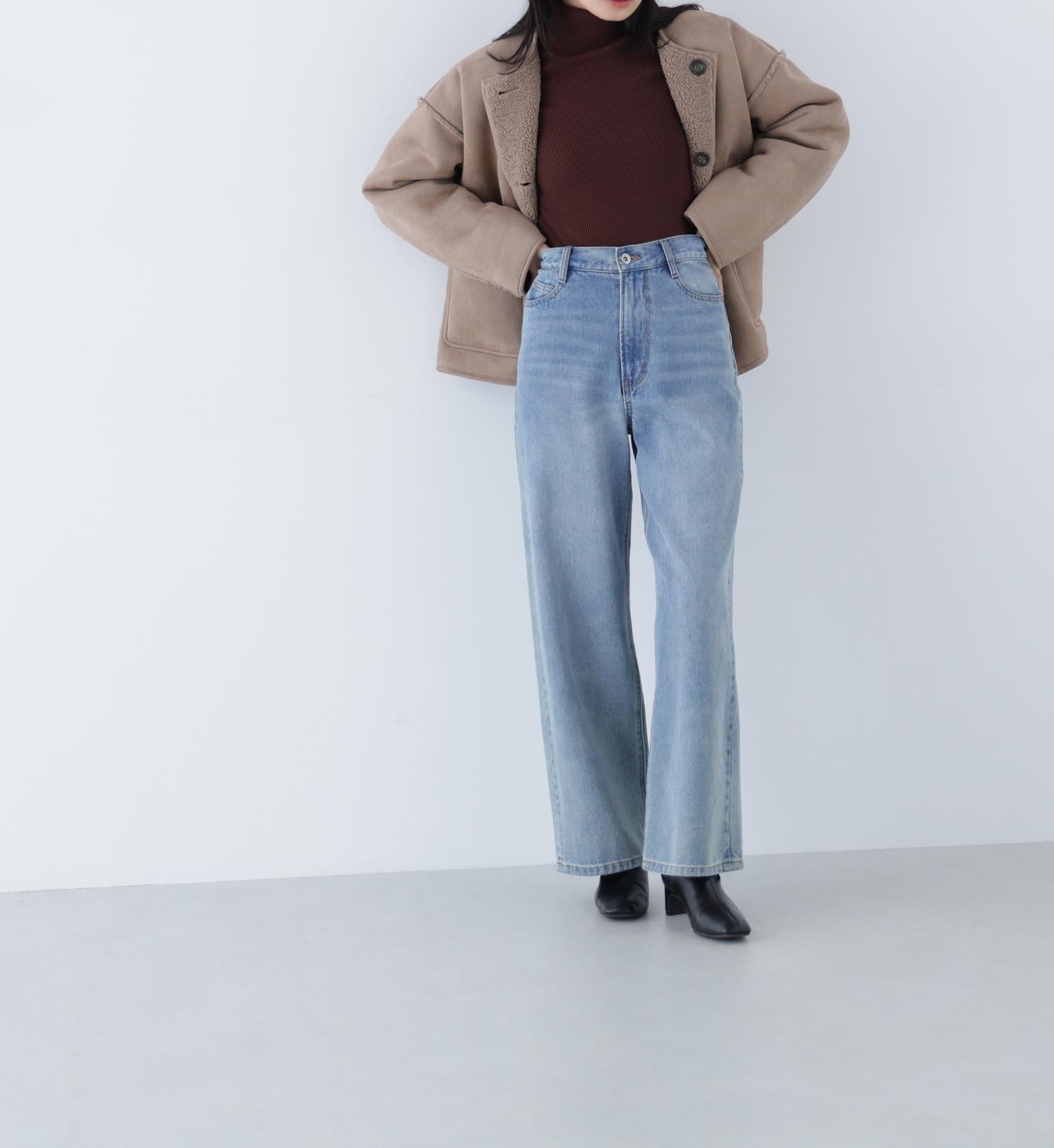 ベーシックタートルネックニット ダークブラウン1