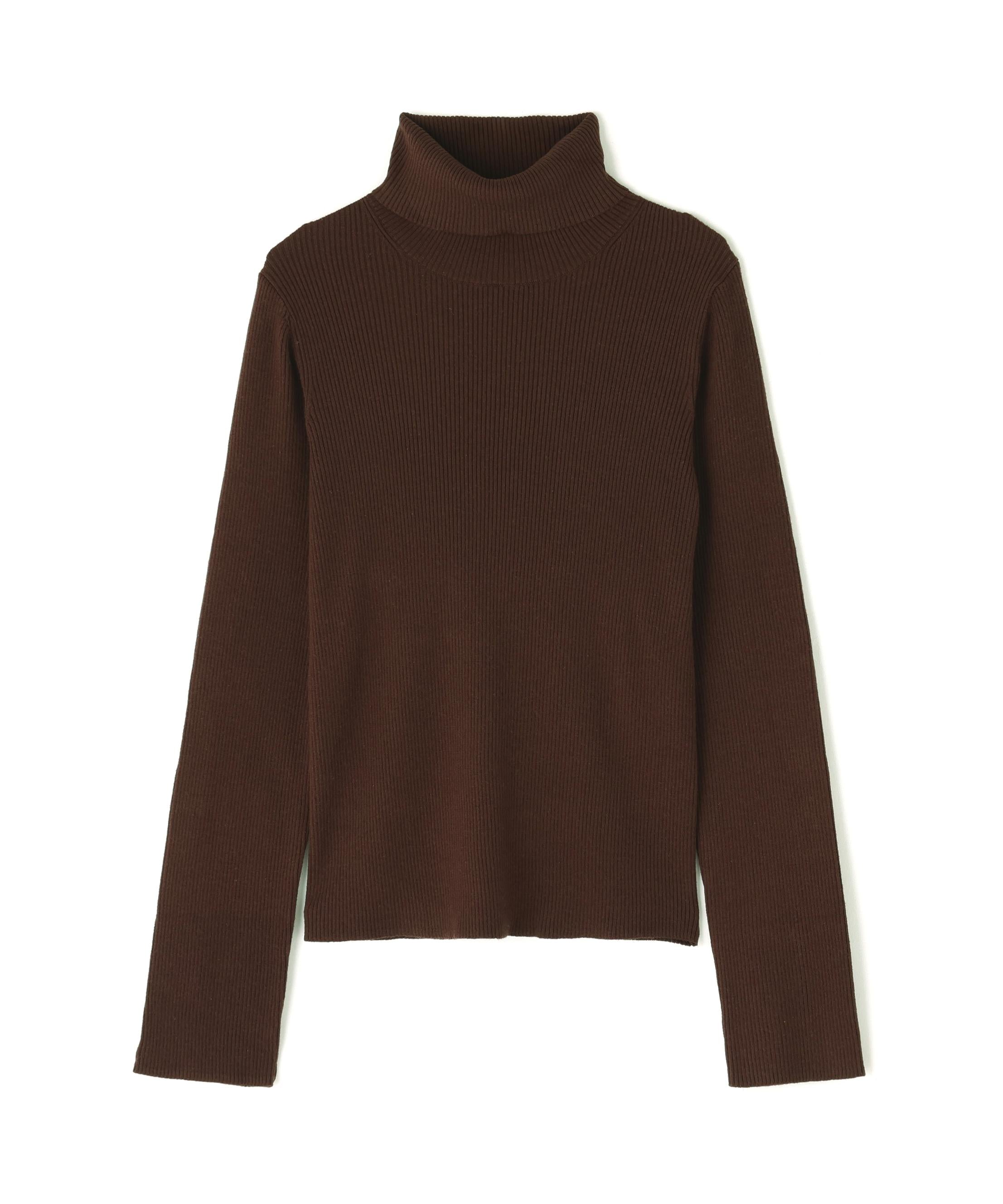 ベーシックタートルネックニット ダークブラウン1