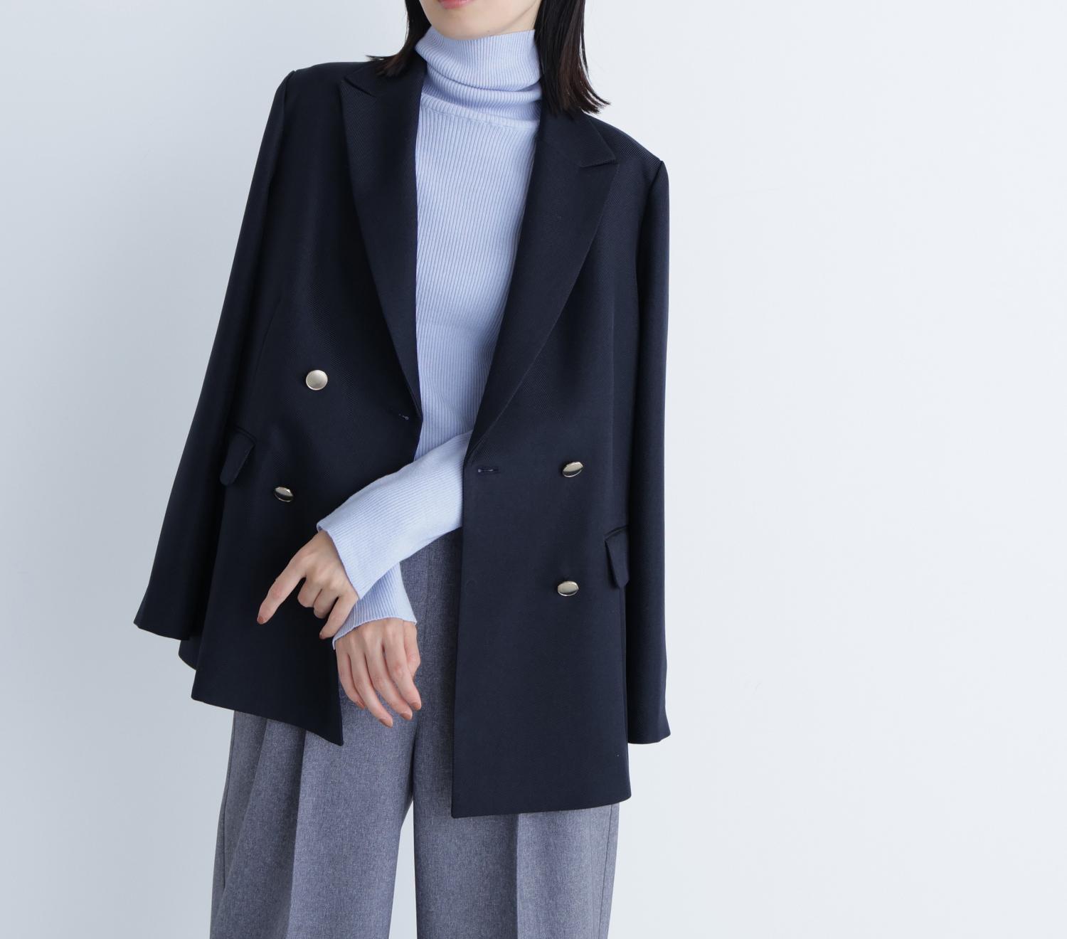 ベーシックタートルネックニット ブルー