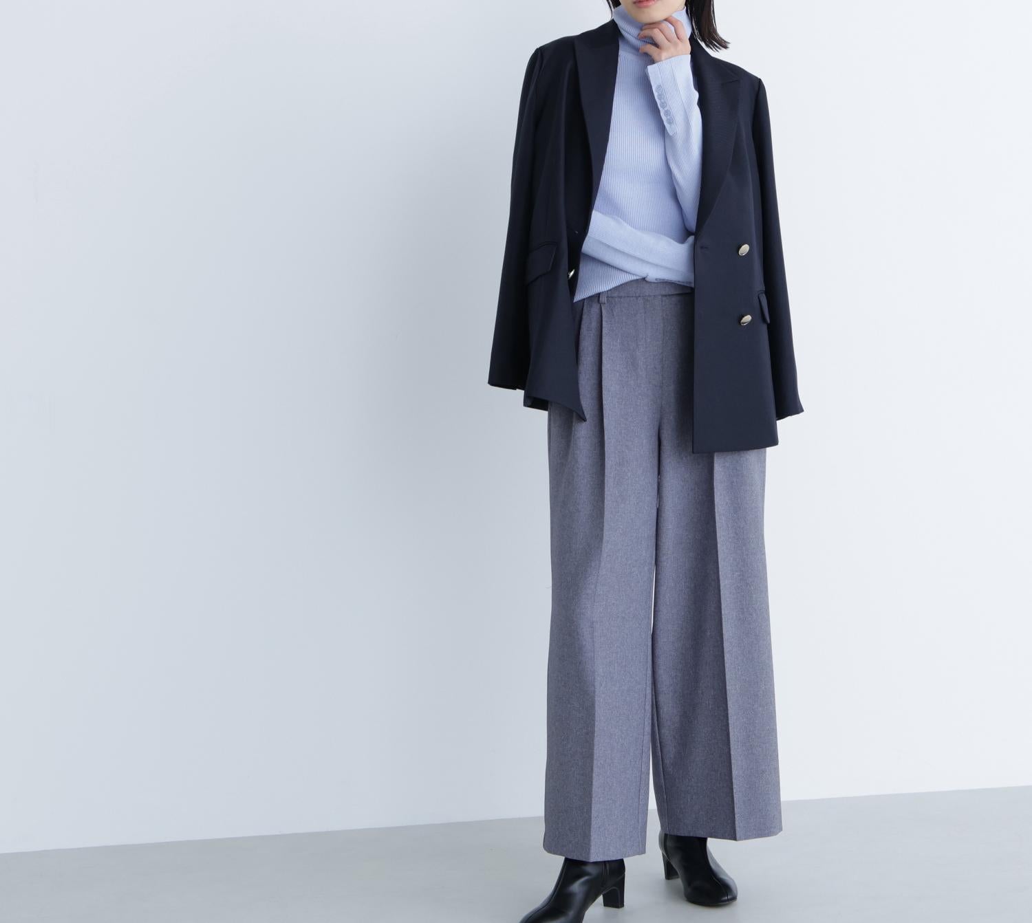 ベーシックタートルネックニット ブルー