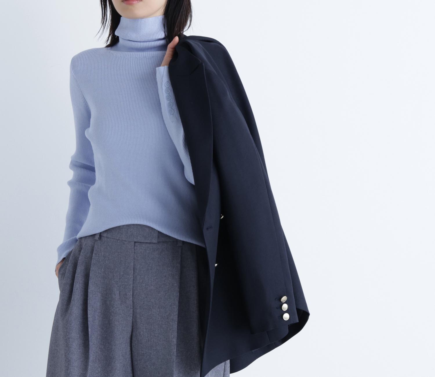 ベーシックタートルネックニット ブルー