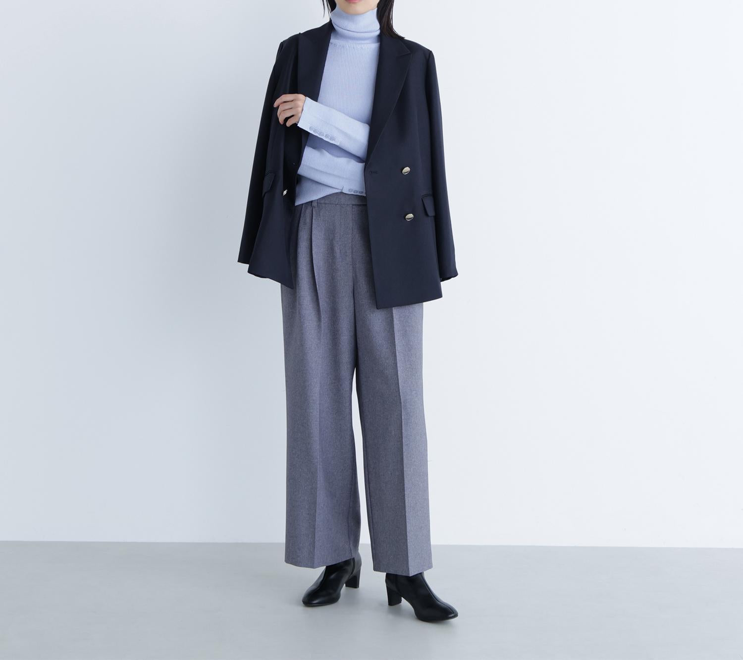 ベーシックタートルネックニット ブルー