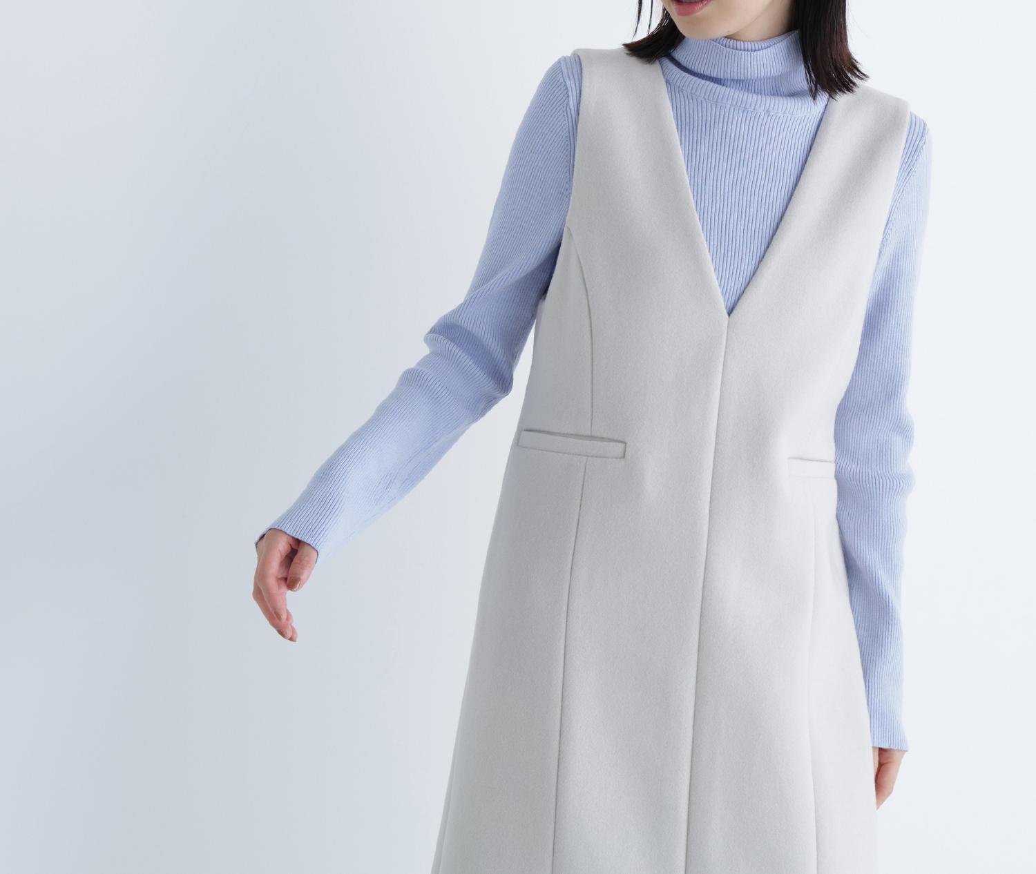 ベーシックタートルネックニット ブルー