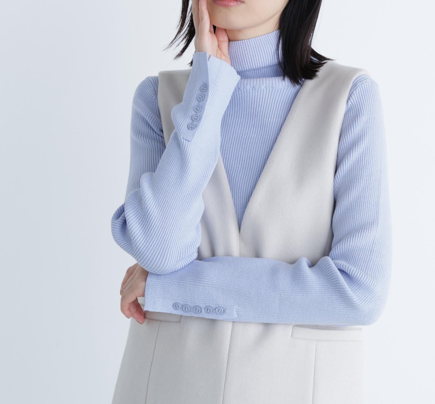 ベーシックタートルネックニット ブルー