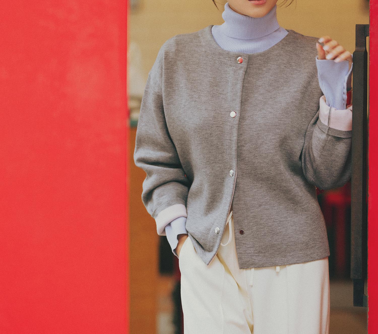 ベーシックタートルネックニット ブルー