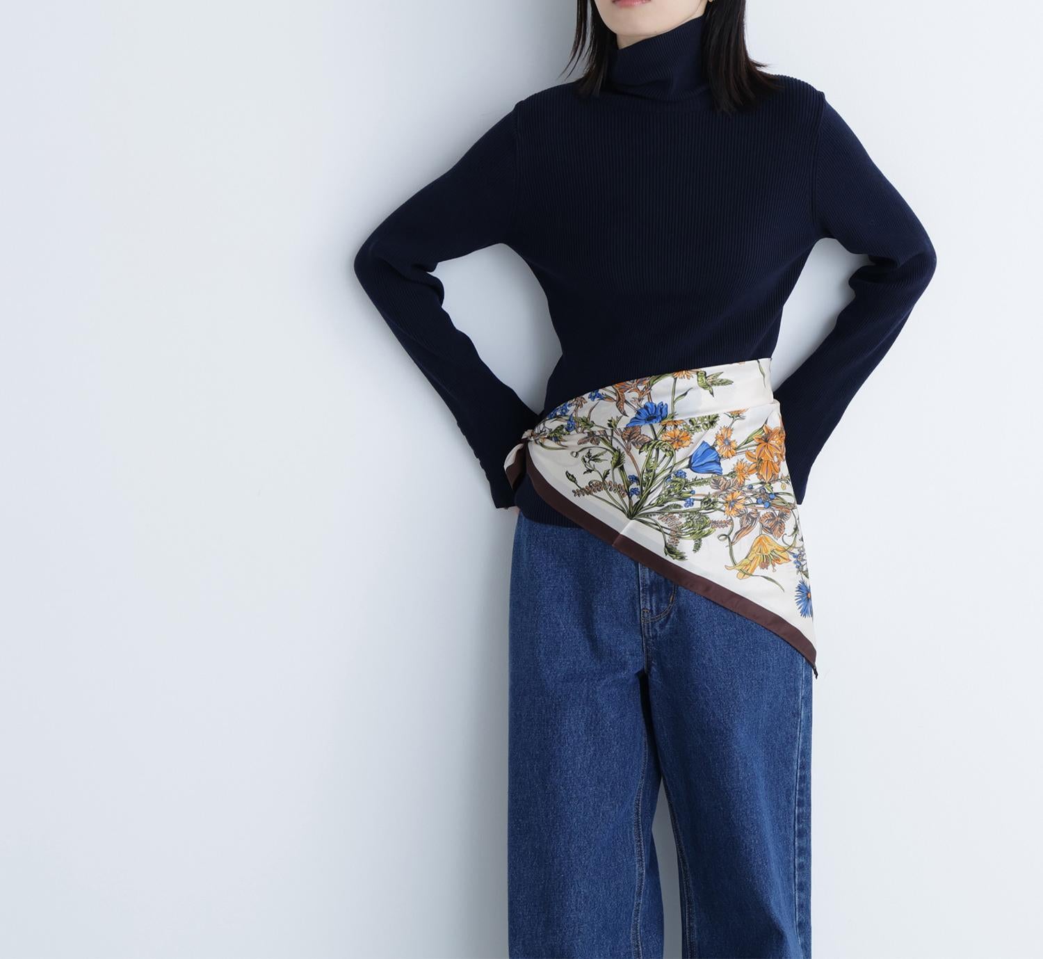 ベーシックタートルネックニット ネイビー