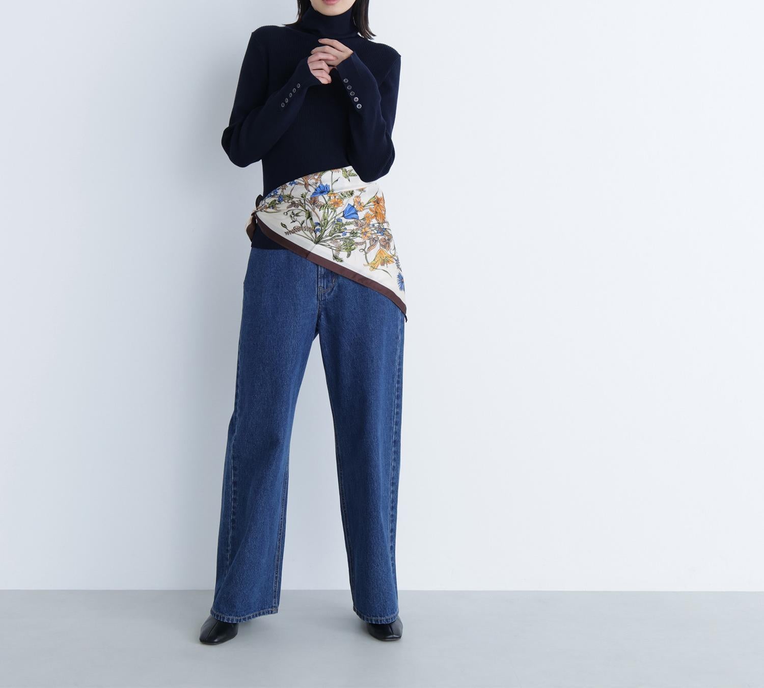 ベーシックタートルネックニット ネイビー