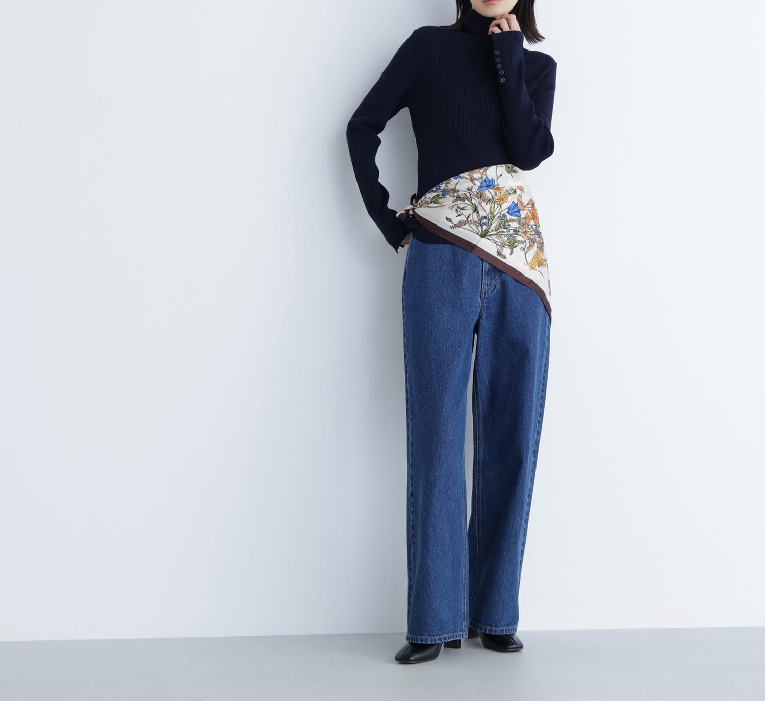 ベーシックタートルネックニット ネイビー