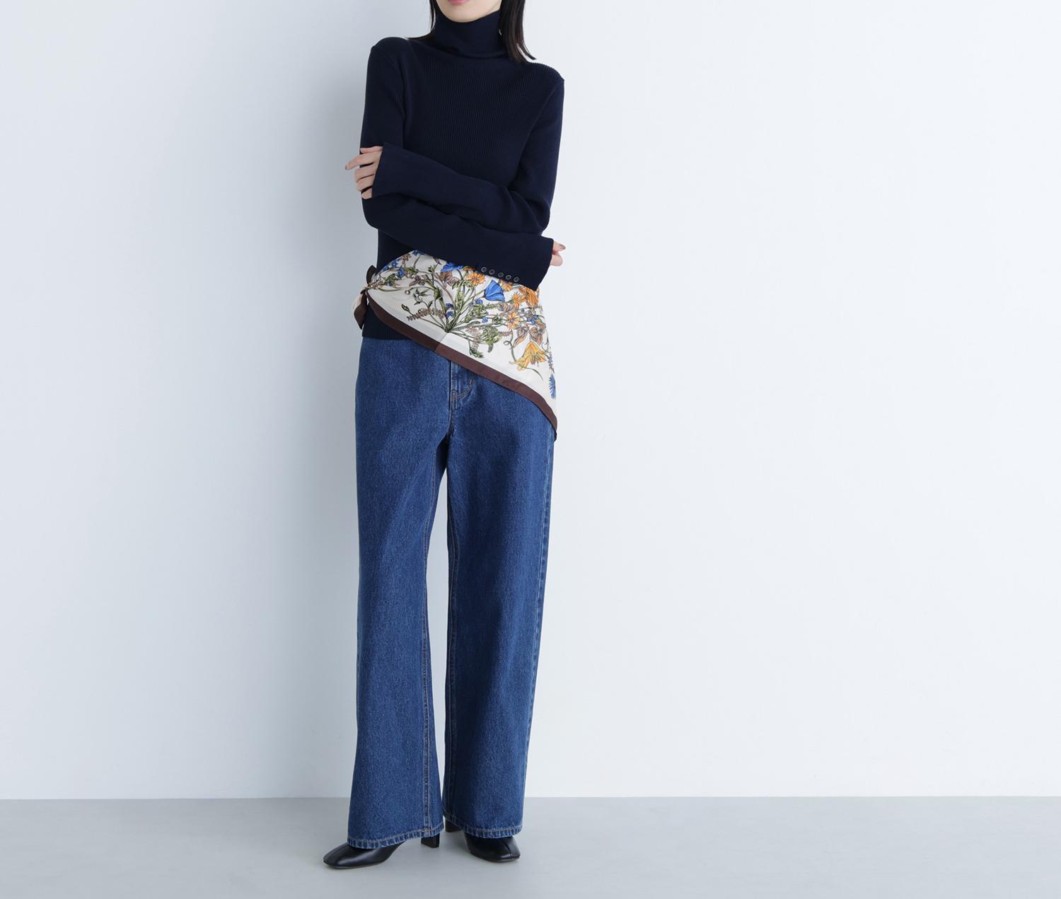 ベーシックタートルネックニット ネイビー