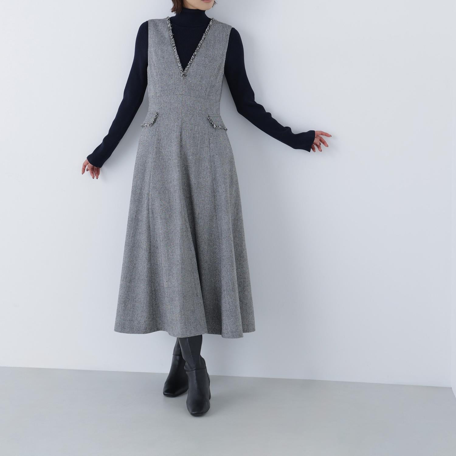 ベーシックタートルネックニット ネイビー