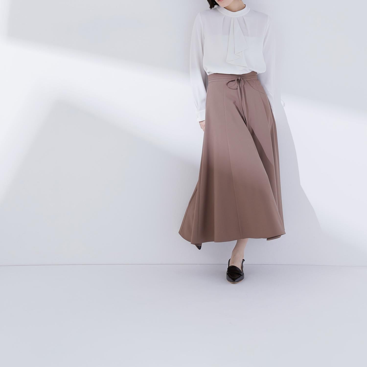 ナローリボンフレアスカート ブラウン