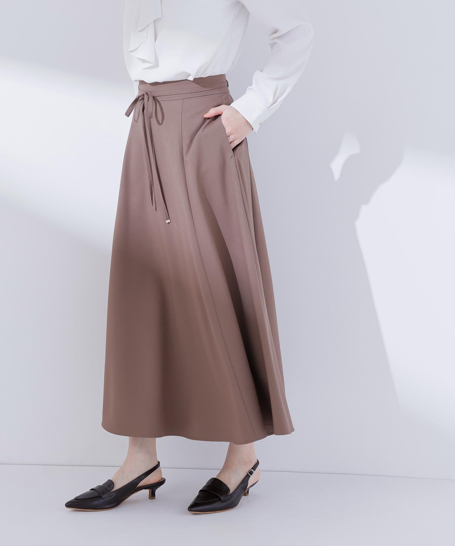 ナローリボンフレアスカート ブラウン
