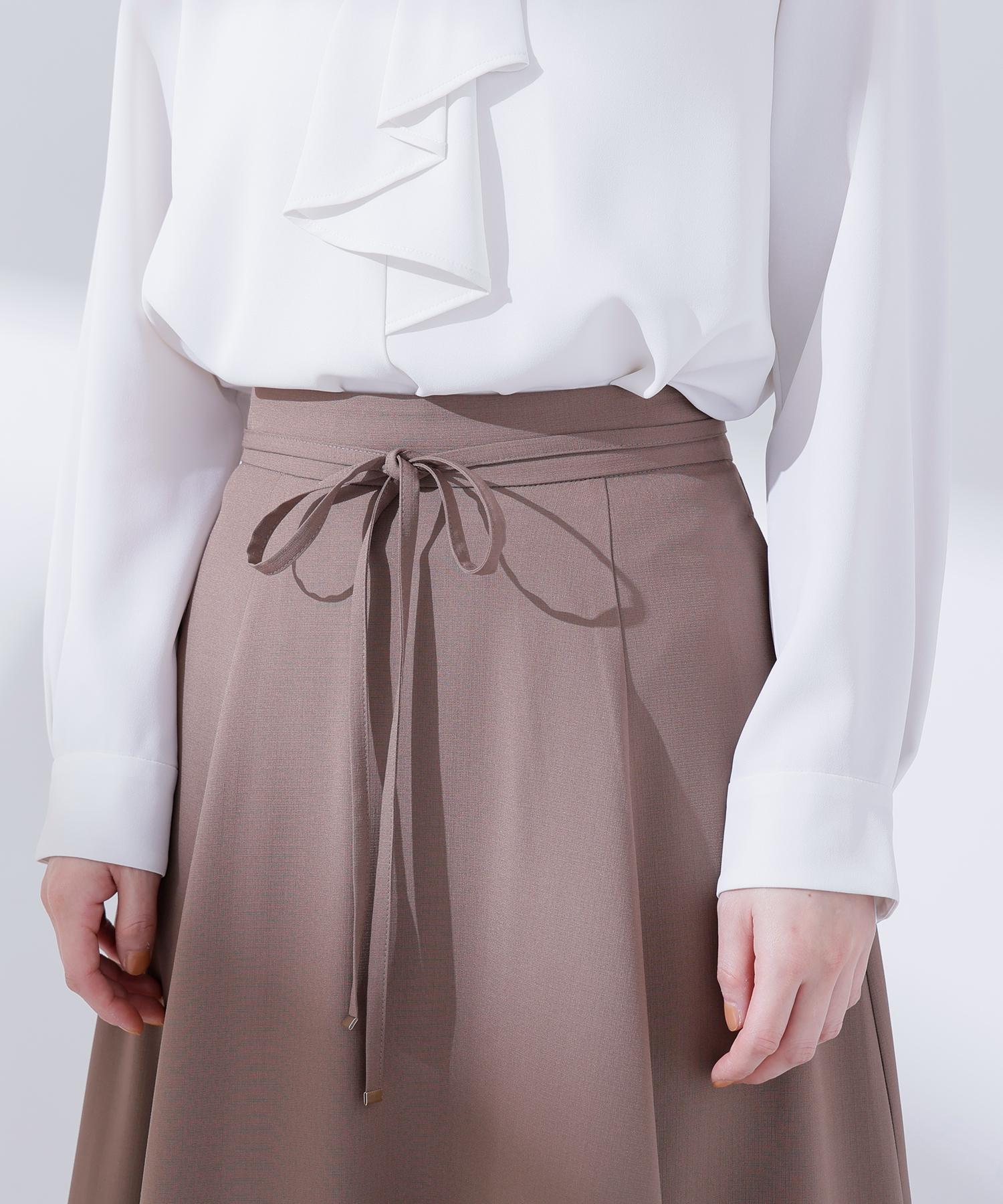 ナローリボンフレアスカート ブラウン