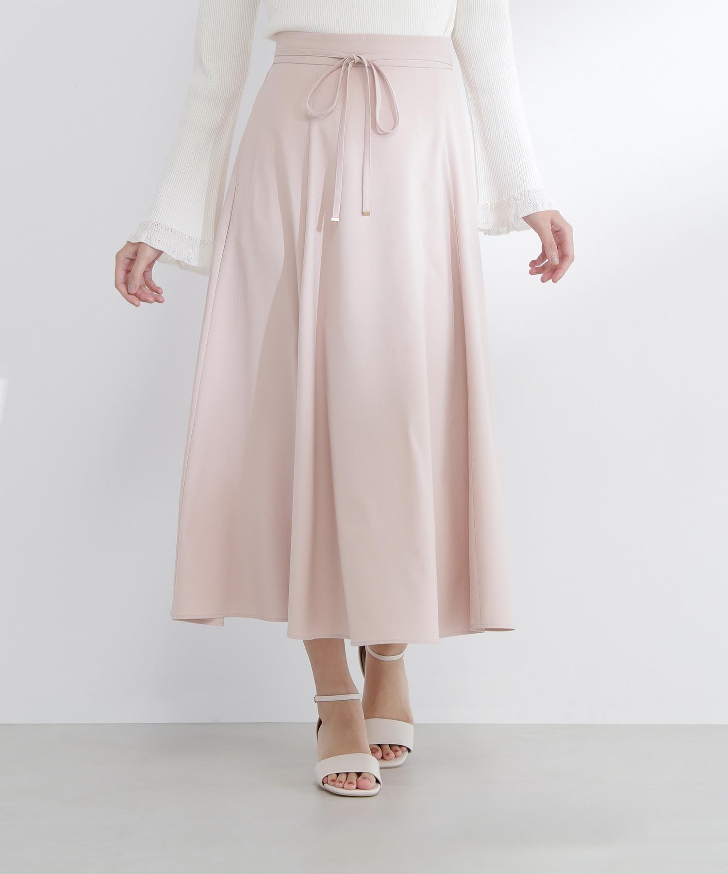 ナローリボンフレアスカート パウダーピンク