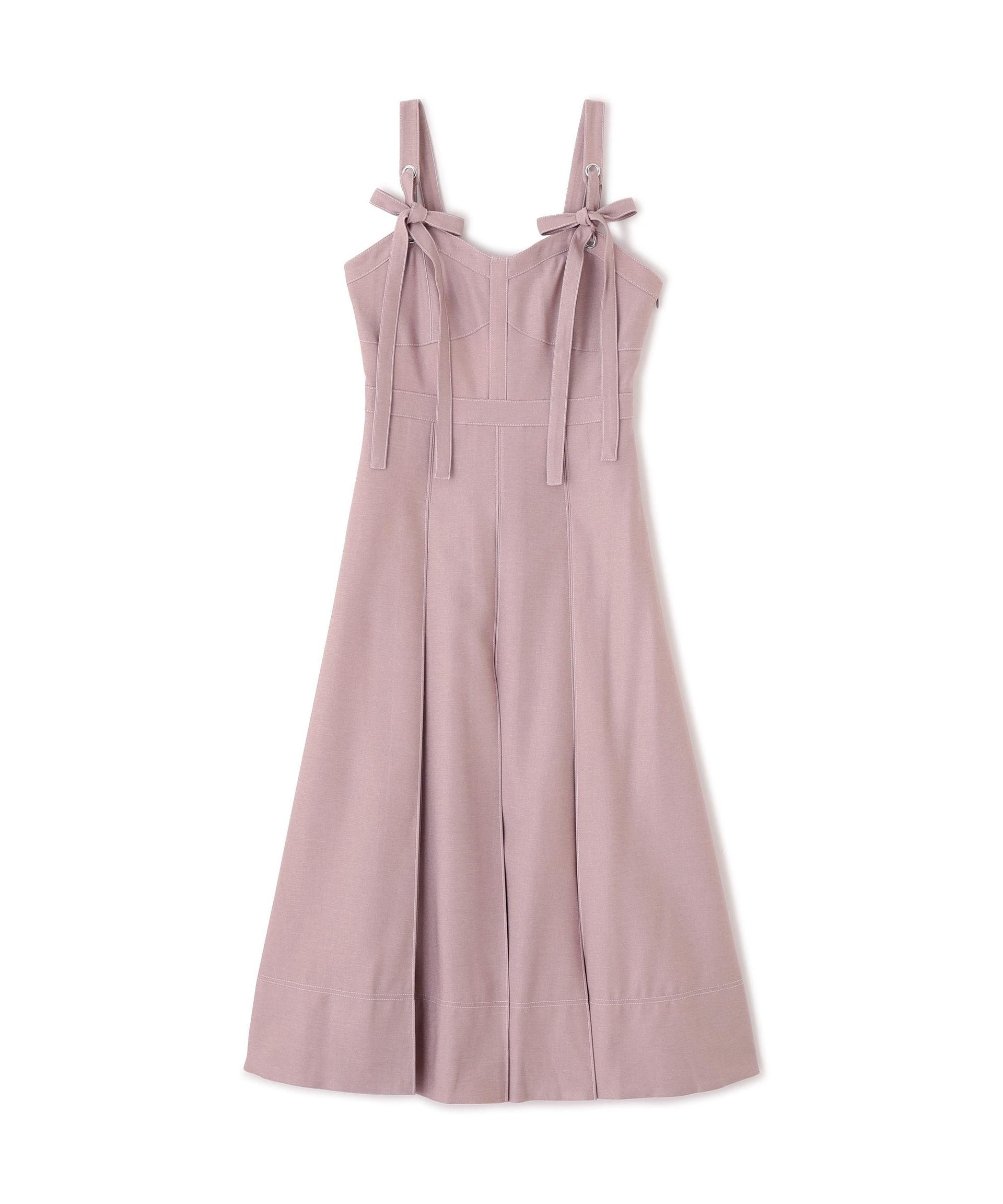 デニムライク配色ステッチビスチェジャンスカ ピンク