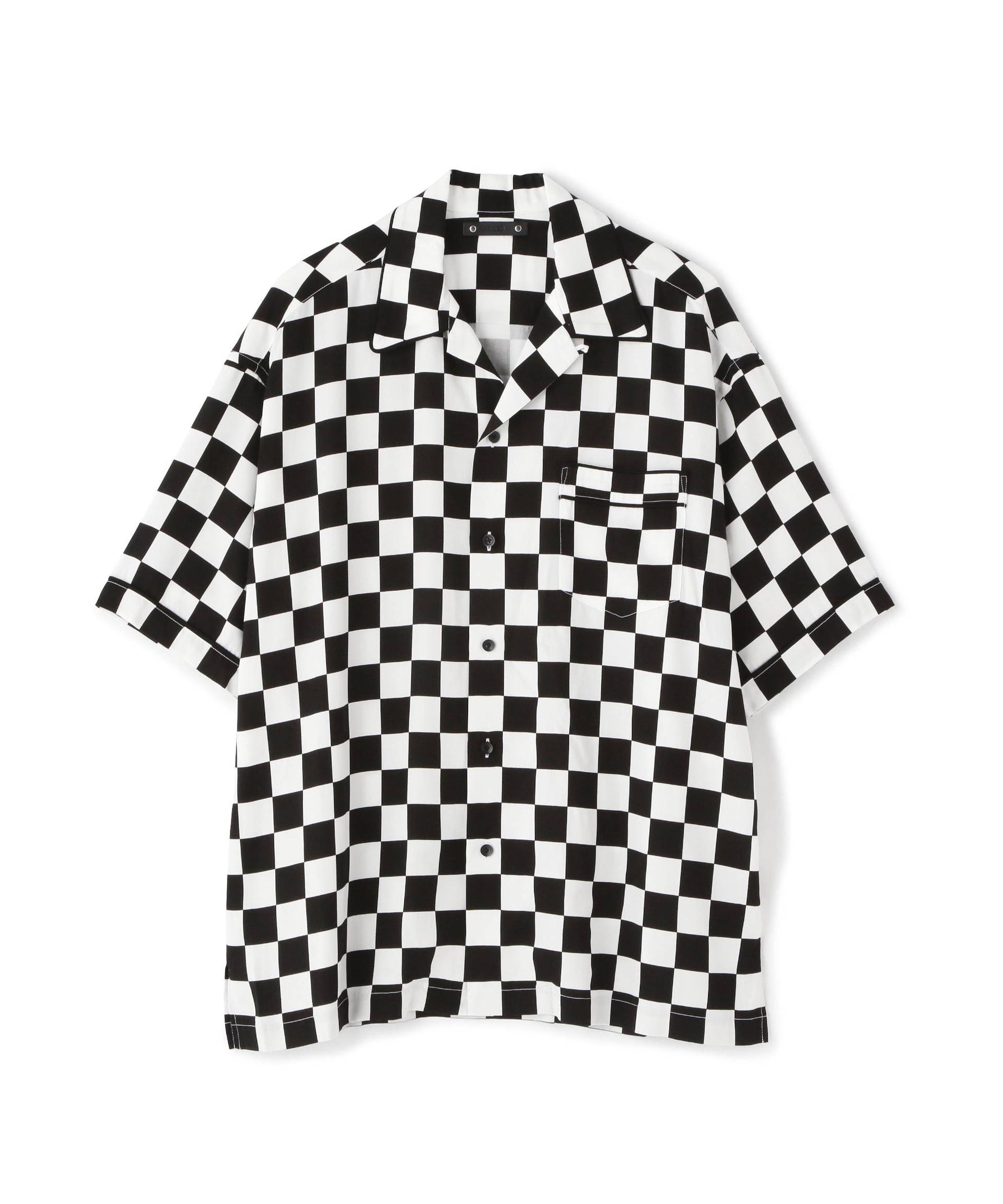 MINEDENIM（マインデニム）CU.Denim Checke flag S/S Open Colla SH ホワイト