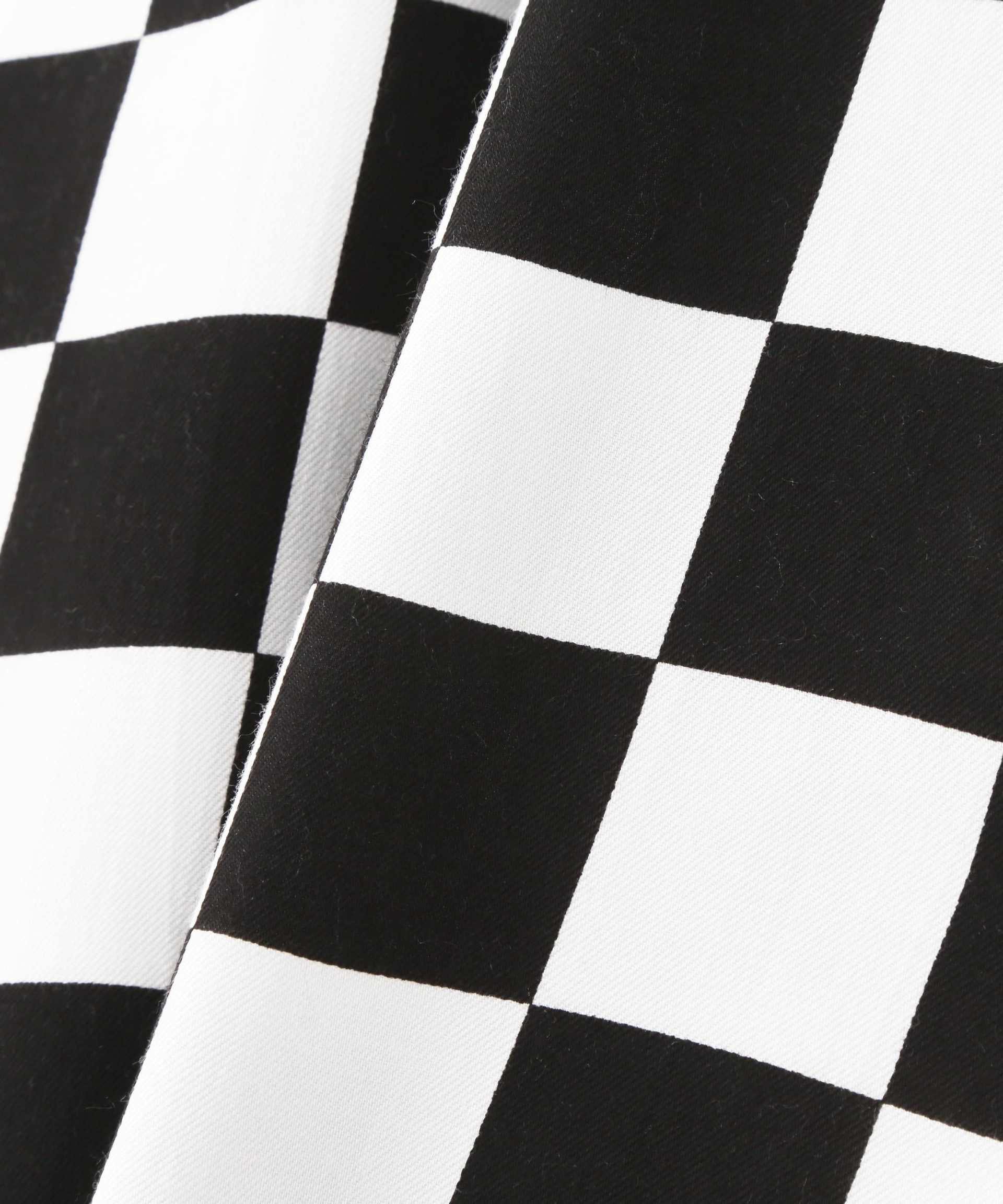 MINEDENIM（マインデニム）CU.Denim Checke flag S/S Open Colla SH ホワイト