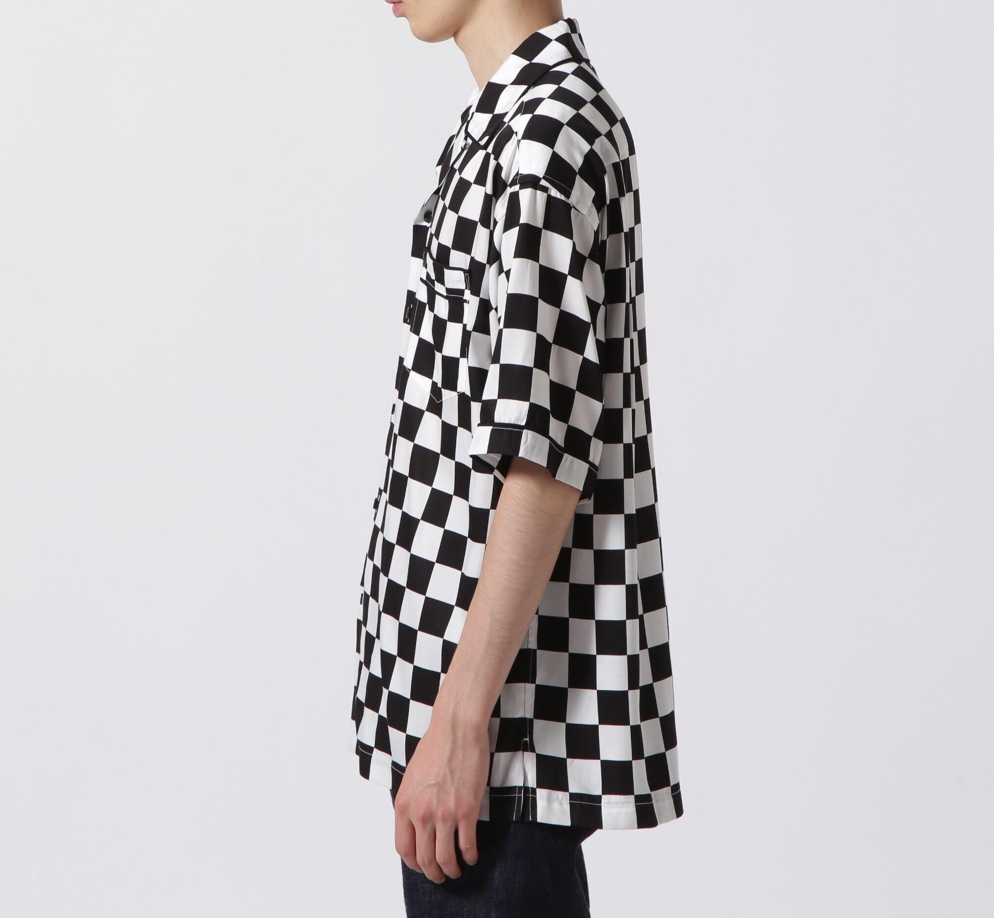MINEDENIM（マインデニム）CU.Denim Checke flag S/S Open Colla SH ホワイト