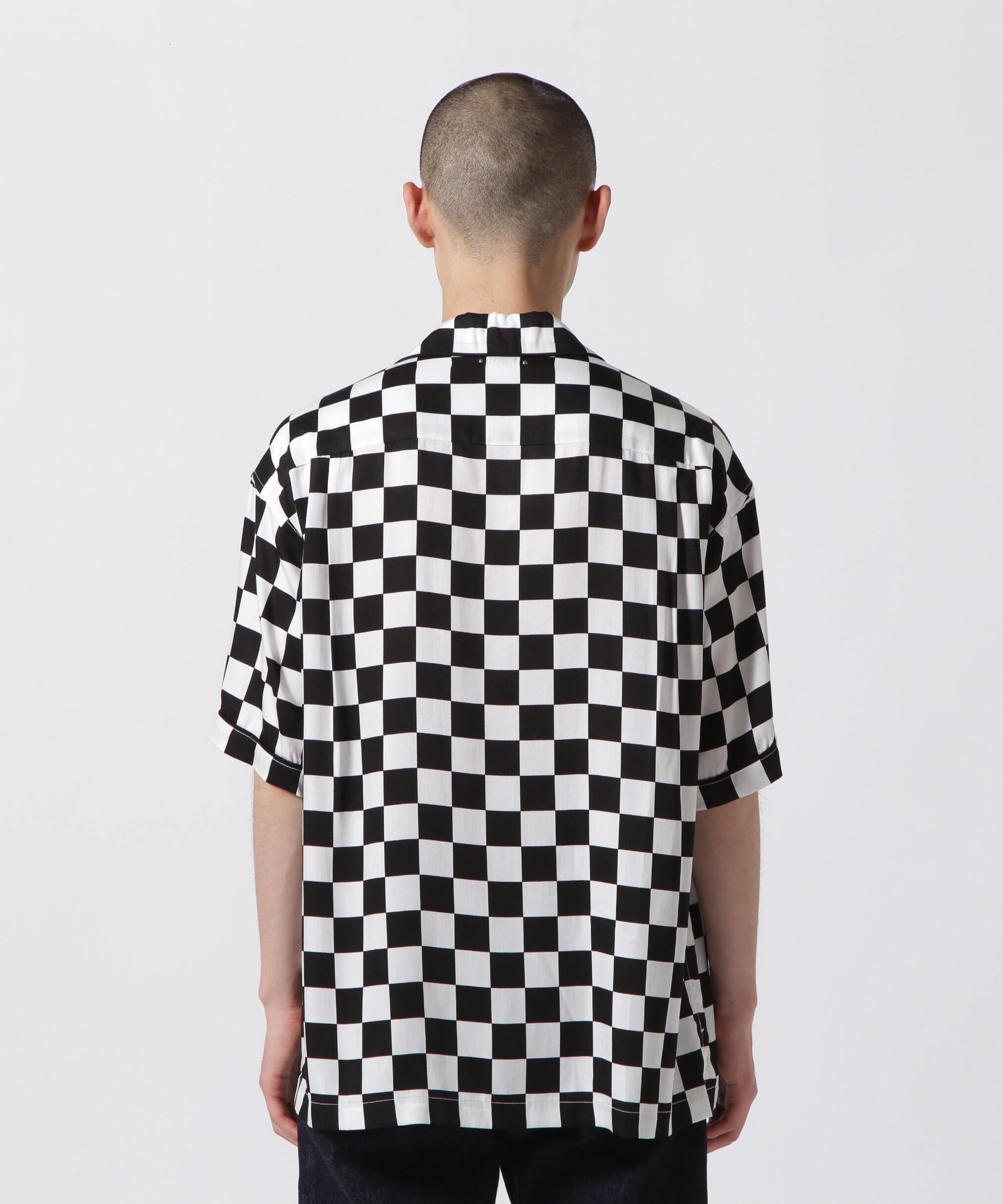 MINEDENIM（マインデニム）CU.Denim Checke flag S/S Open Colla SH ホワイト