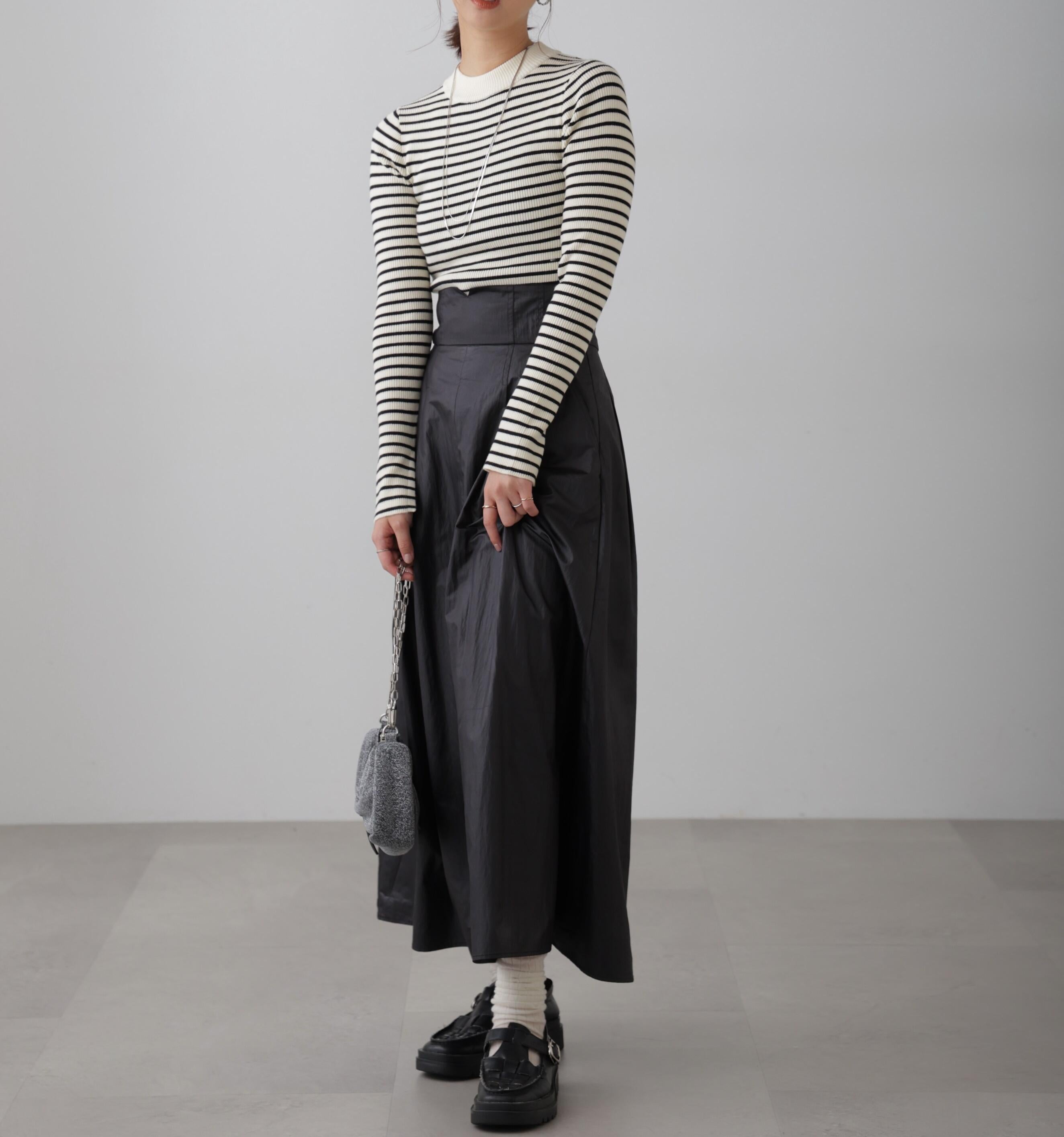 〈洗える〉マシンウォッシャブルボトルネックニット ボーダー1