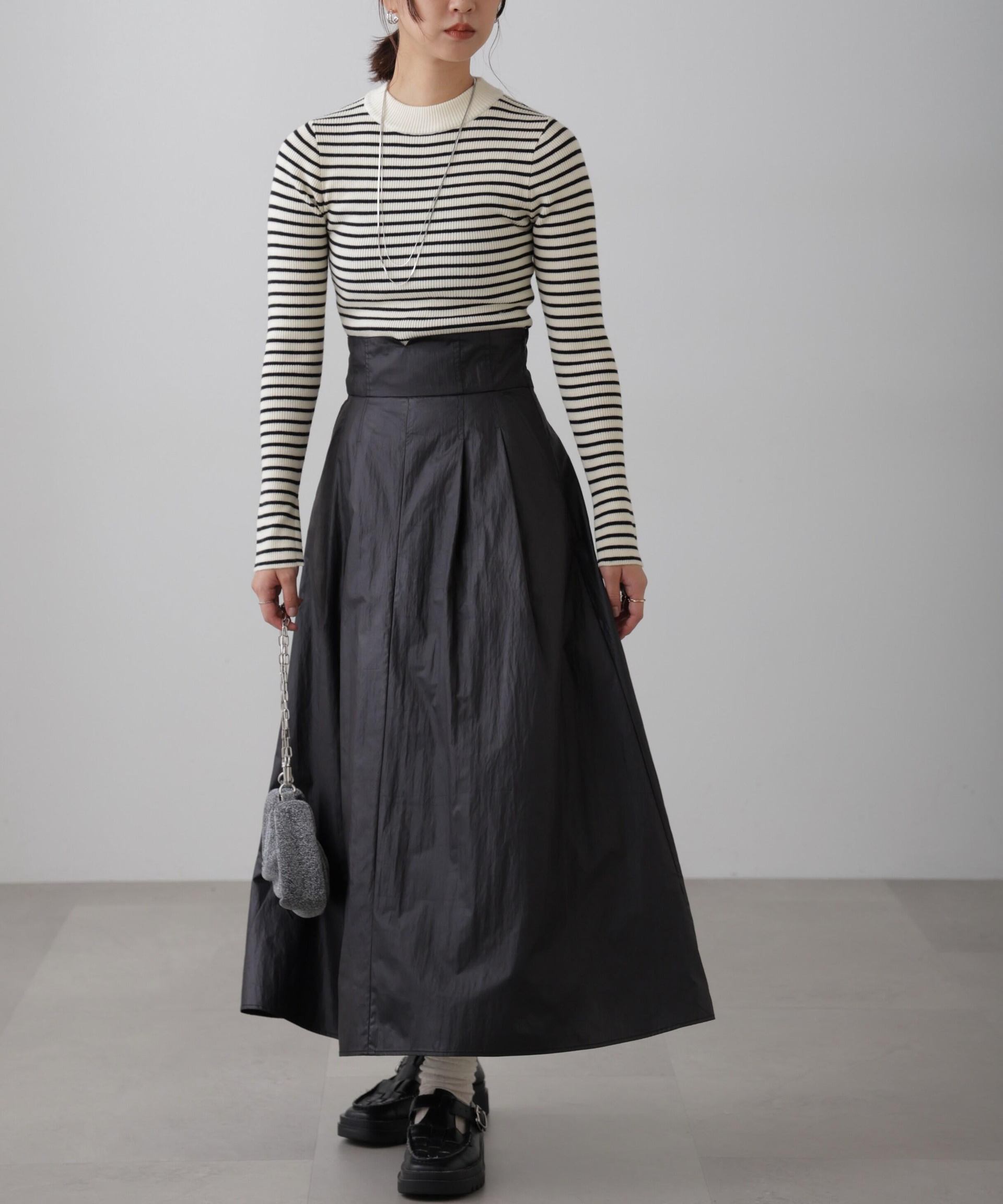 〈洗える〉マシンウォッシャブルボトルネックニット ボーダー1