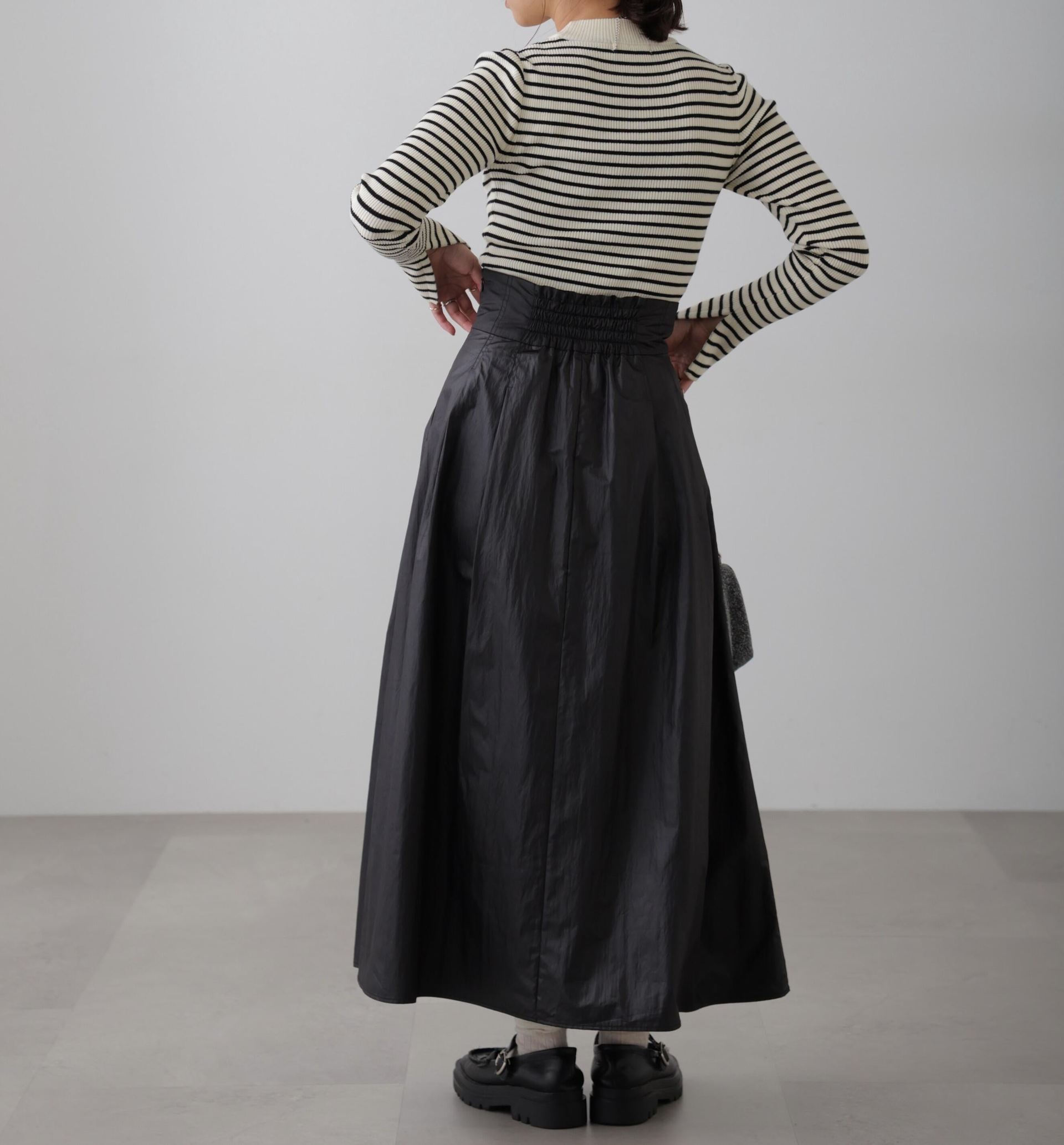 〈洗える〉マシンウォッシャブルボトルネックニット ボーダー1