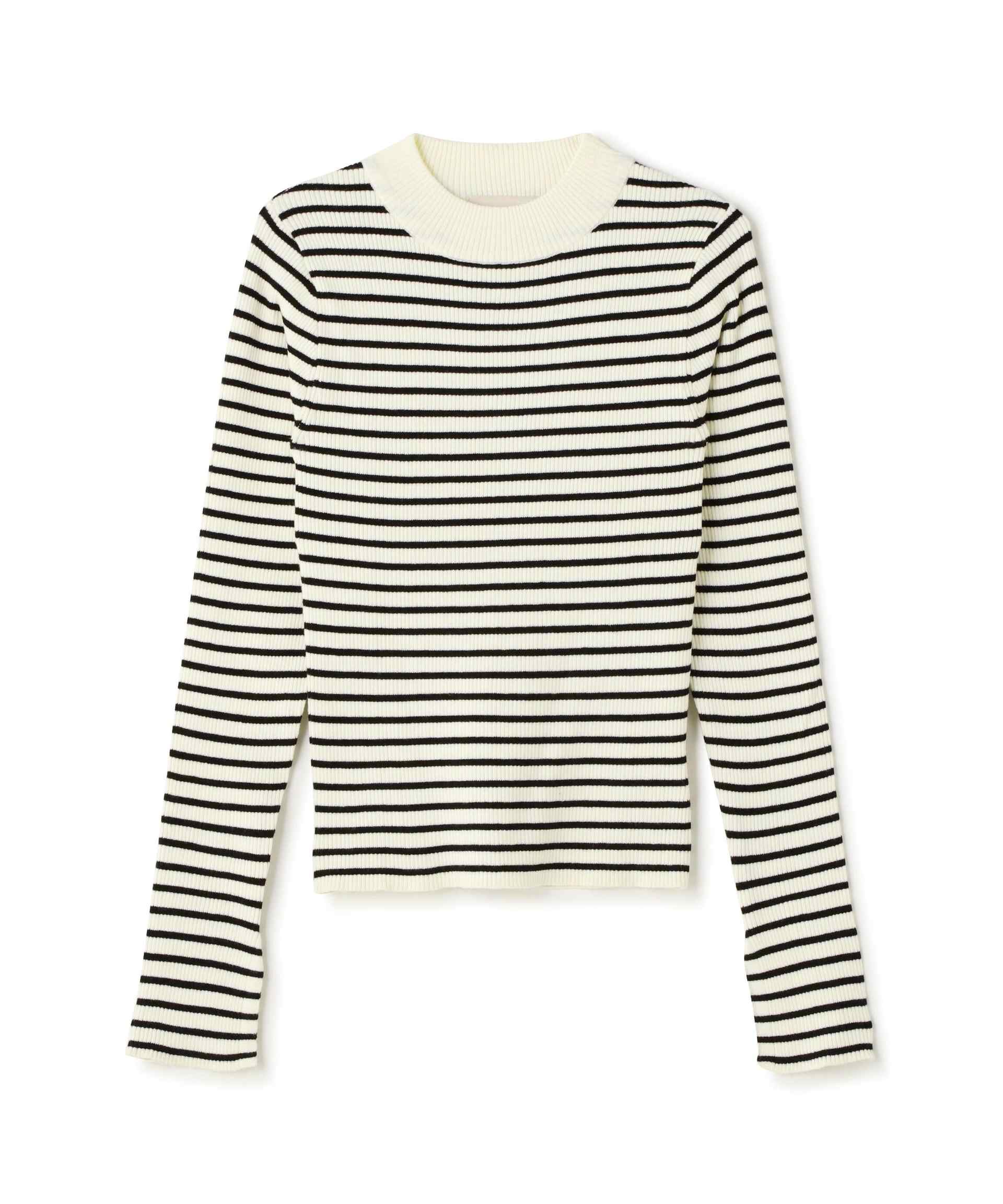 〈洗える〉マシンウォッシャブルボトルネックニット ボーダー1