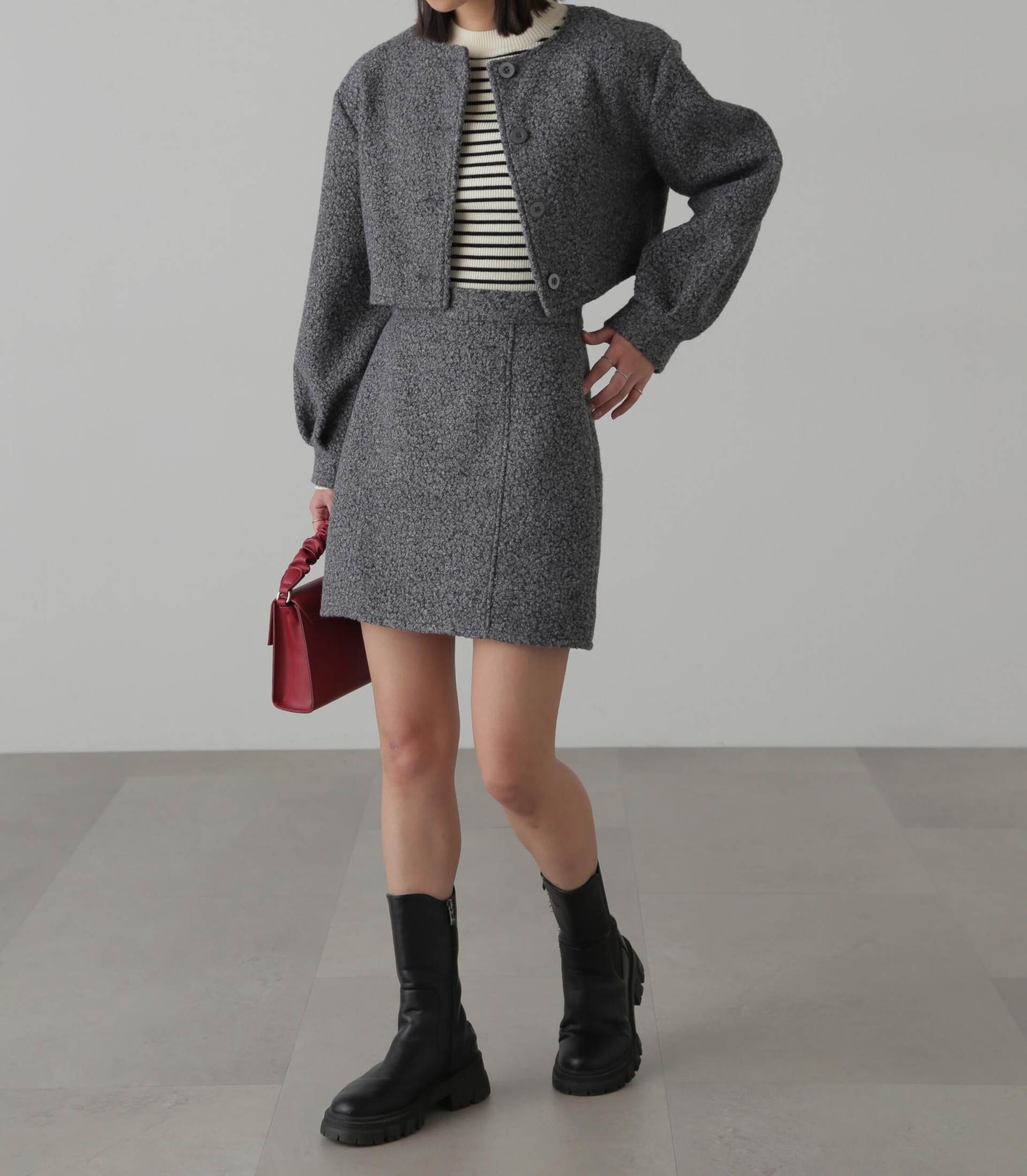 〈洗える〉マシンウォッシャブルボトルネックニット ボーダー1