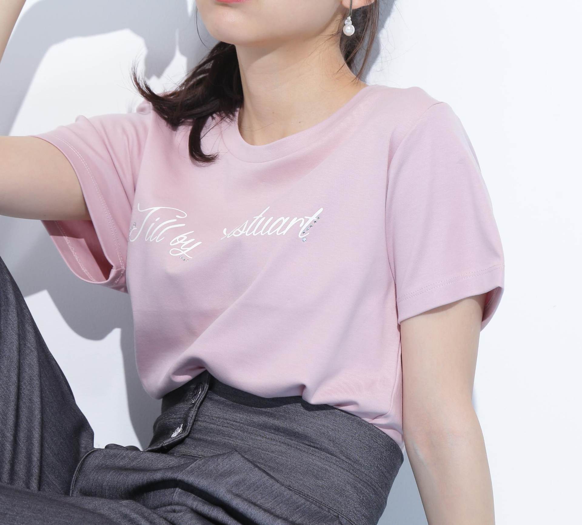 レタリングロゴTシャツ ピンク