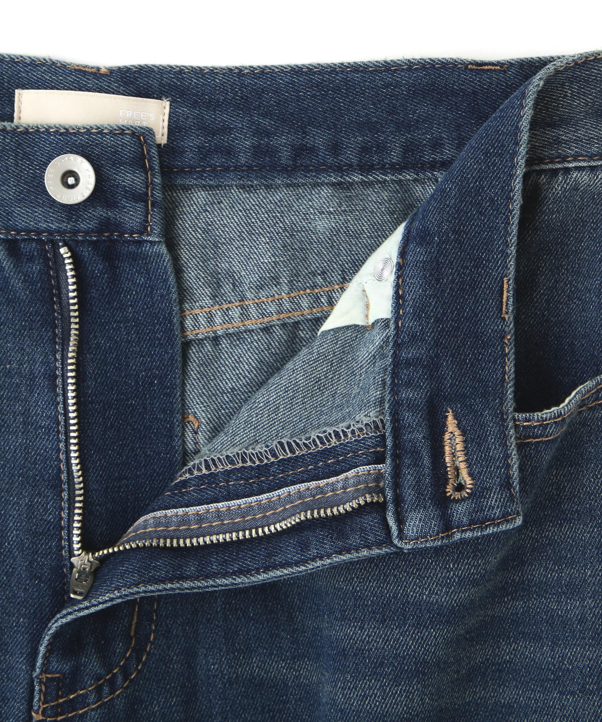 ストレートワイドクラッシュデニムパンツ ブルーオーバーダイ5