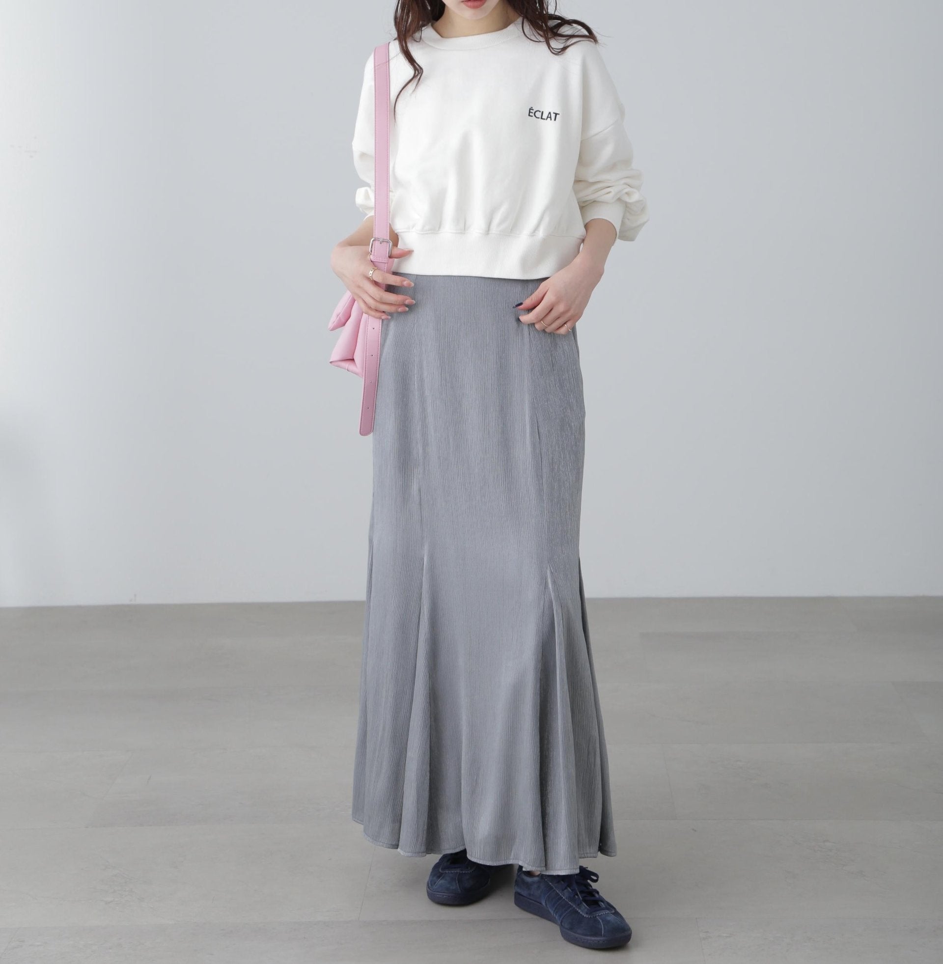 シャイニーフレアマーメイドスカート グレー