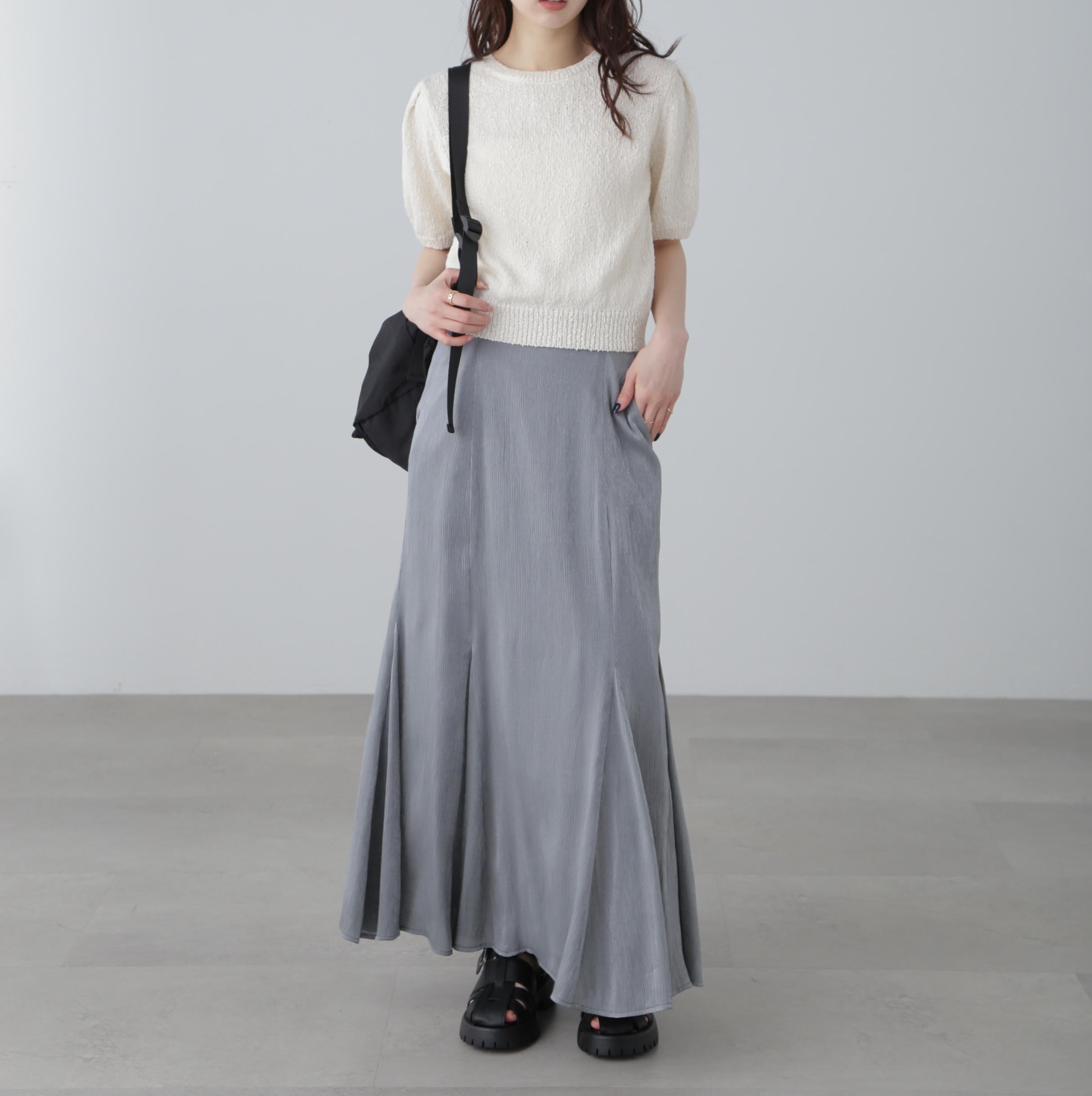 シャイニーフレアマーメイドスカート グレー