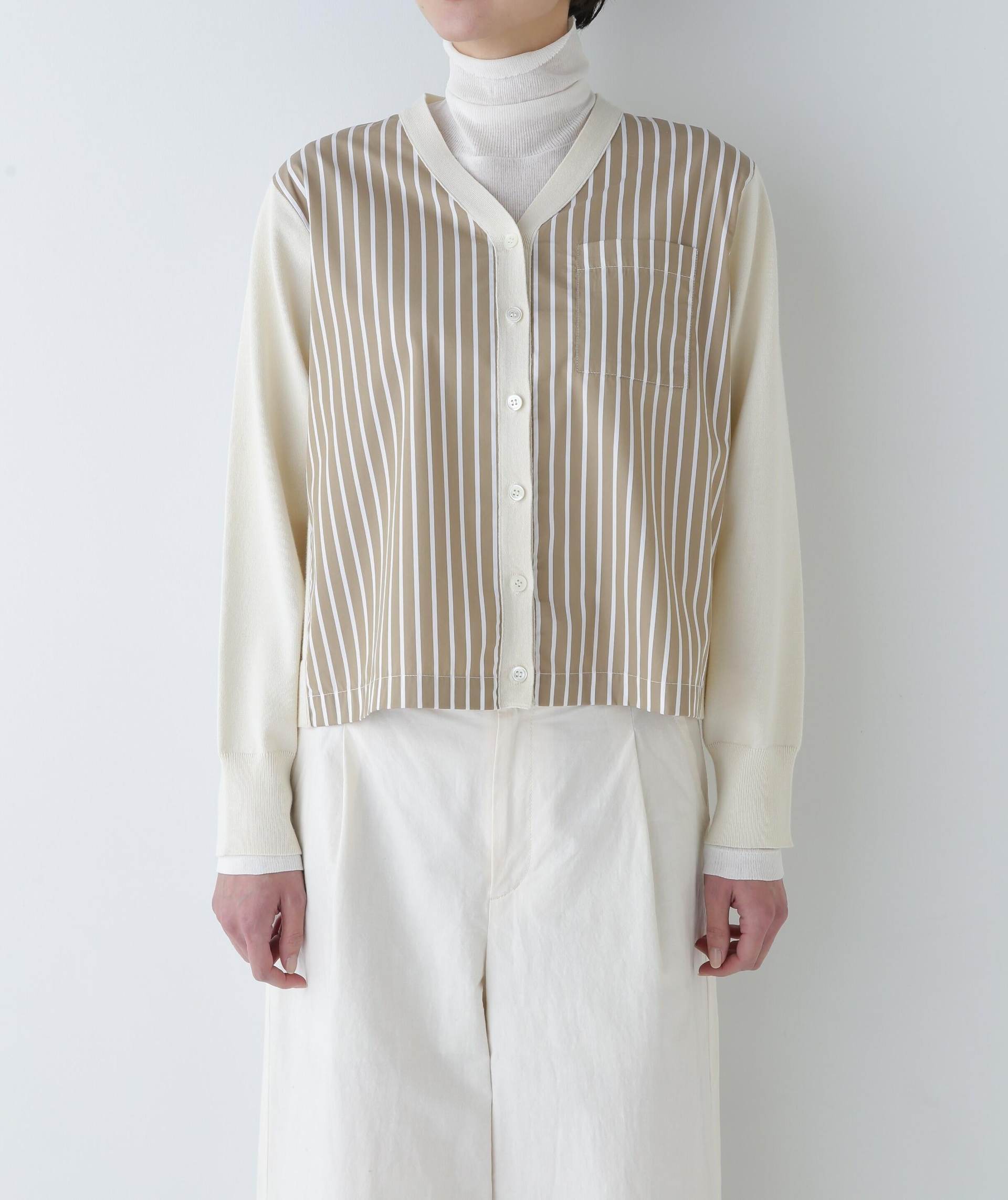 ◆布帛コンビニットカーディガン エクリュ1