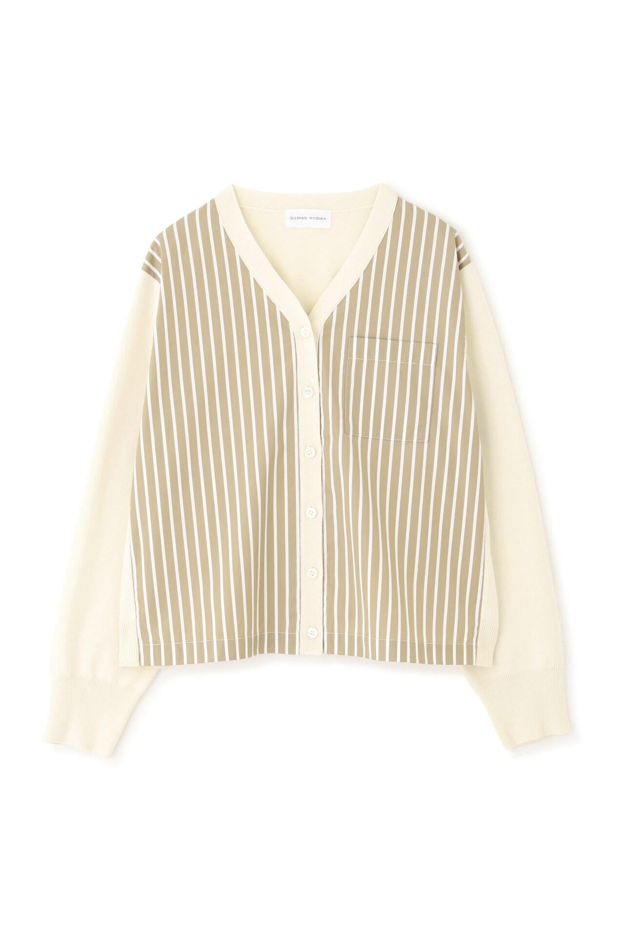 ◆布帛コンビニットカーディガン エクリュ1