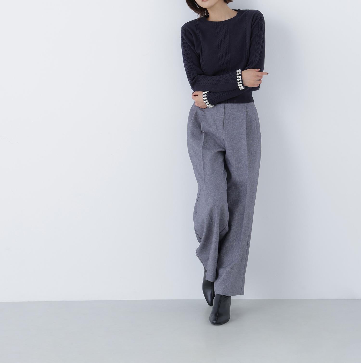 パールブレスレットニット ネイビー