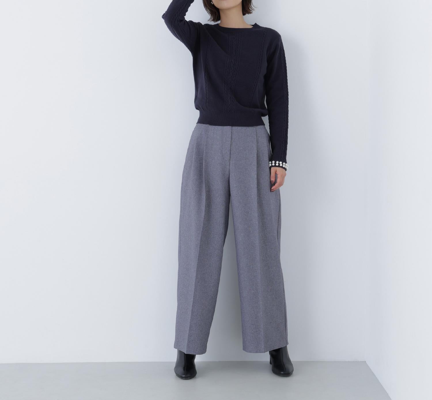 パールブレスレットニット ネイビー