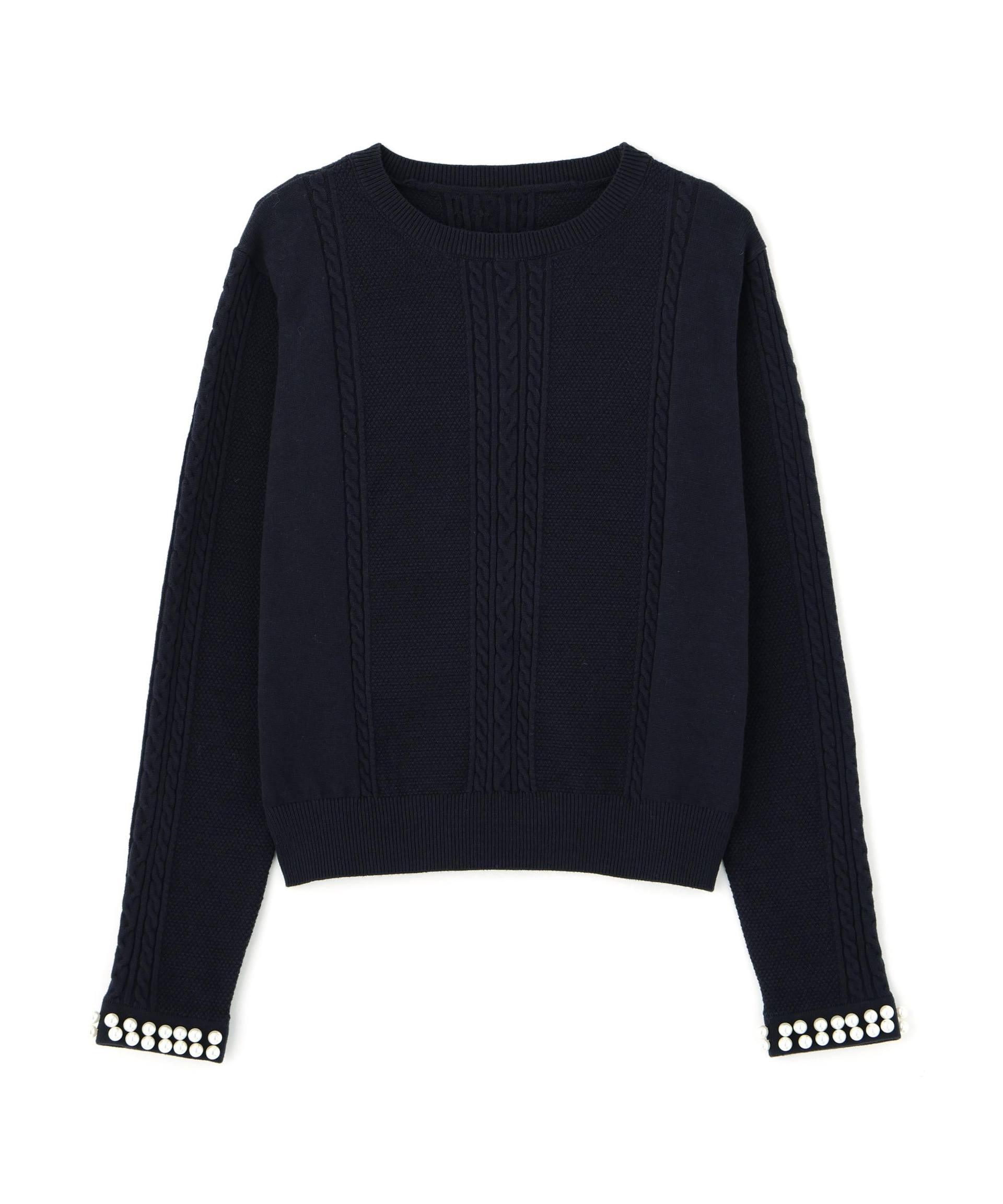 パールブレスレットニット ネイビー