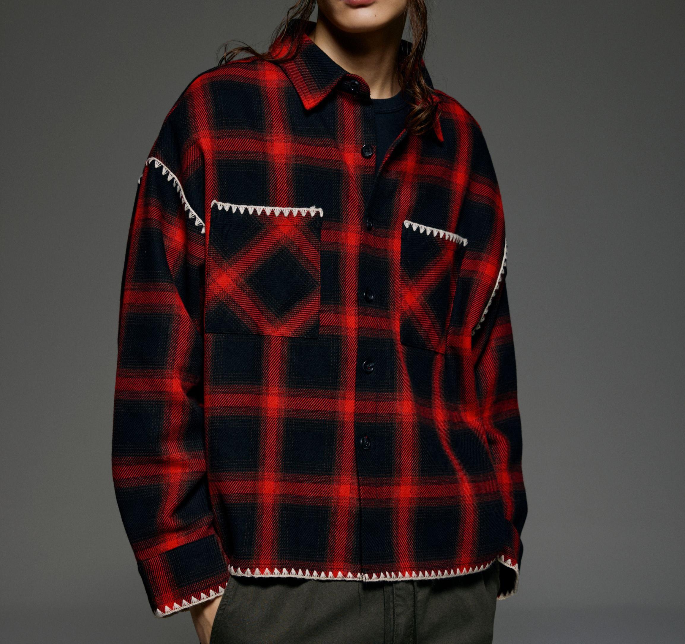 B omnivore/ビーオムニボー　HAND STITCH SHIRT レッド