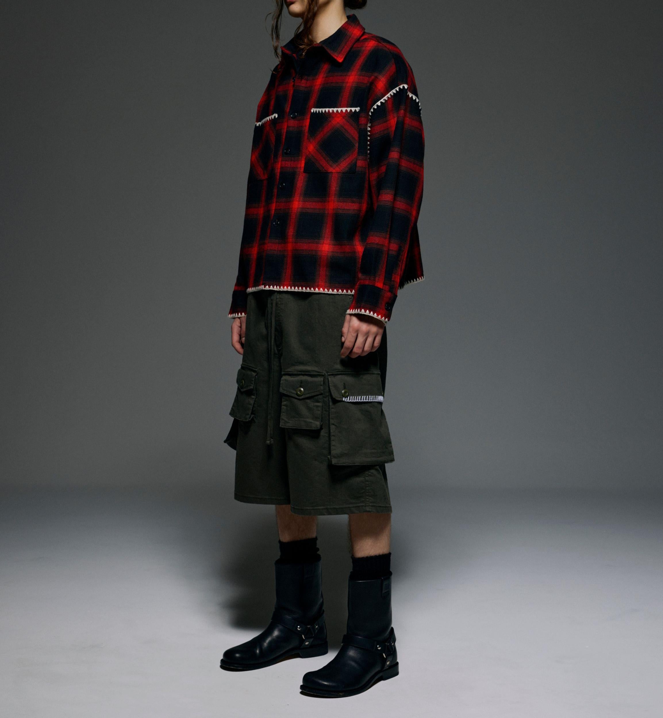 B omnivore/ビーオムニボー　HAND STITCH SHIRT レッド