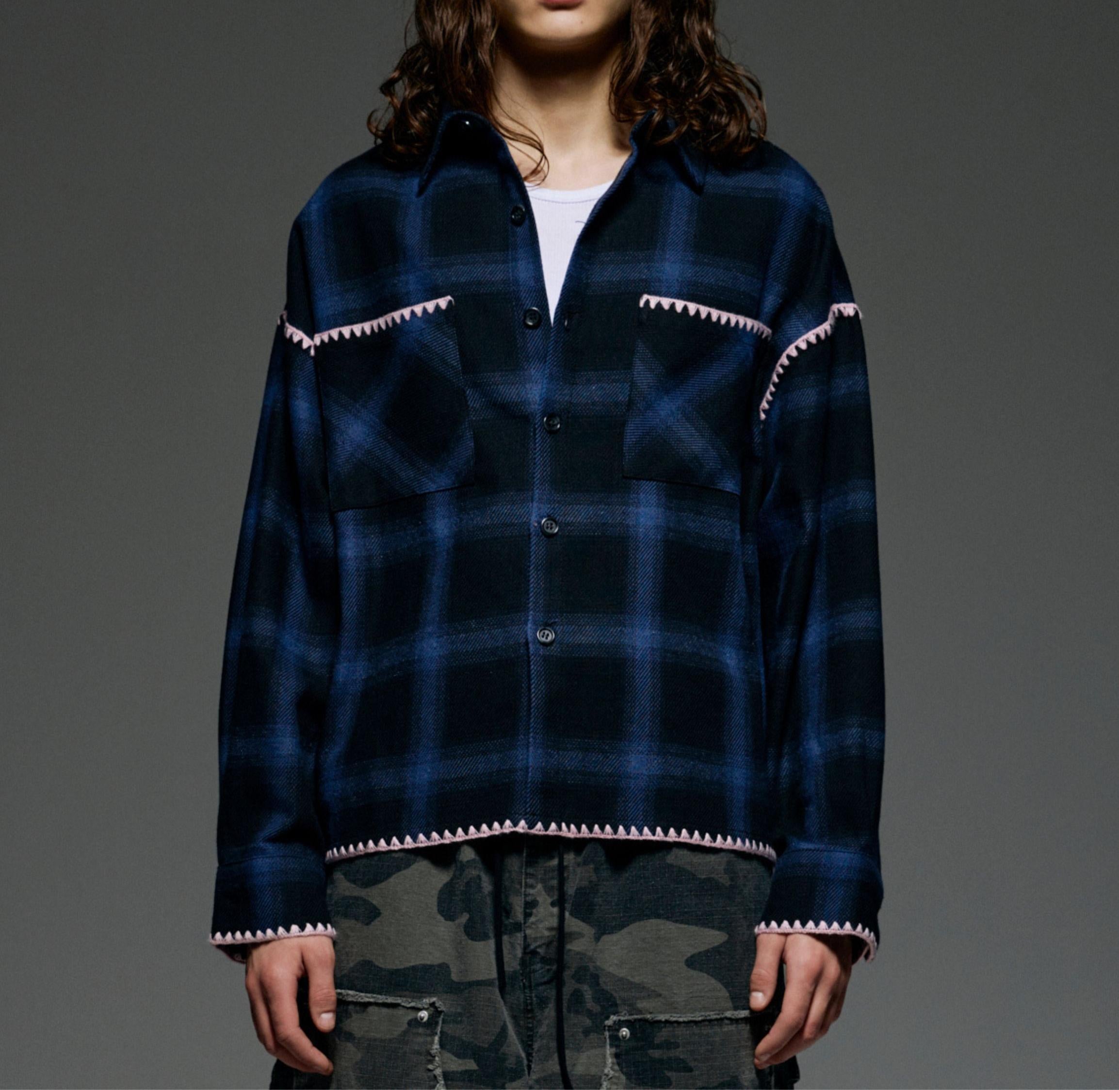 B omnivore/ビーオムニボー　HAND STITCH SHIRT ブルー