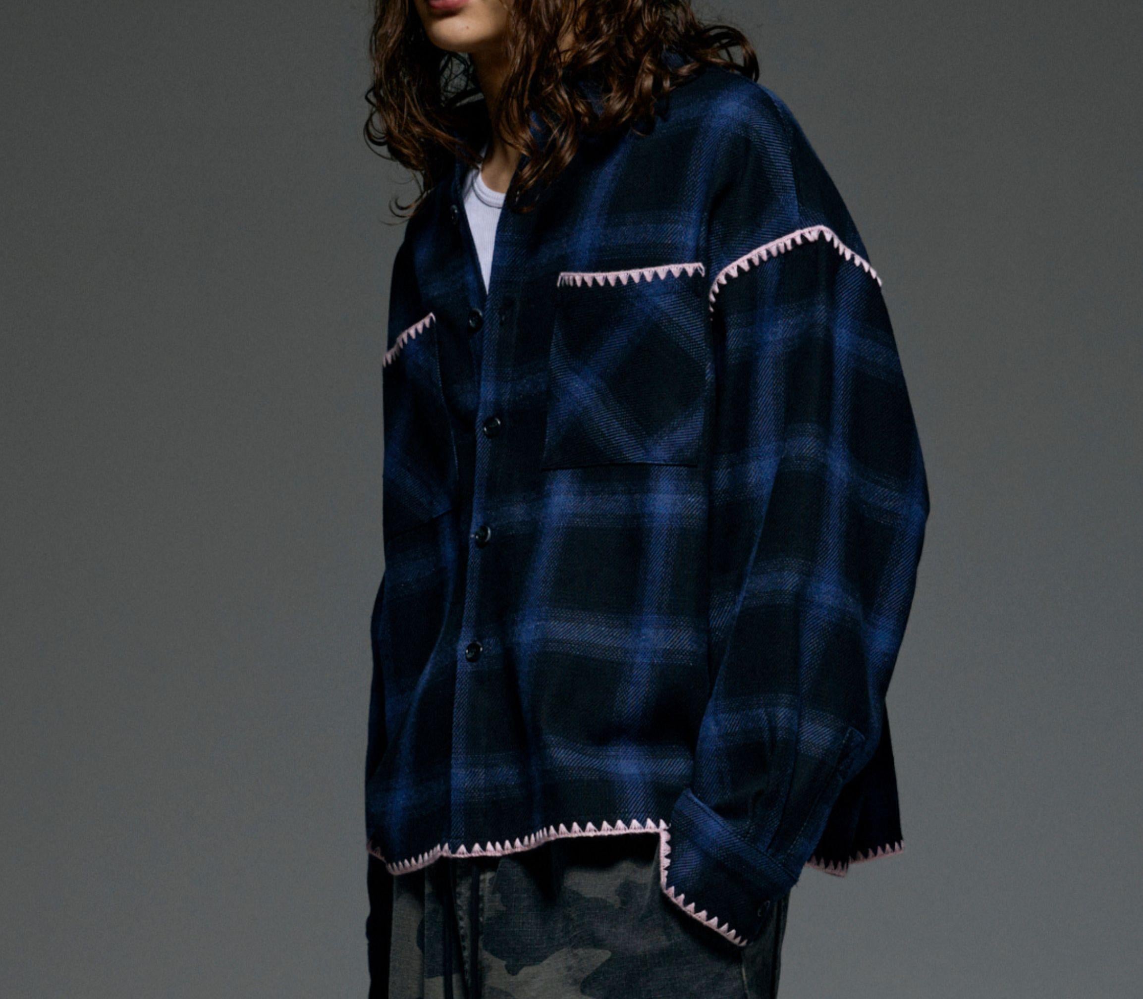 B omnivore/ビーオムニボー　HAND STITCH SHIRT ブルー