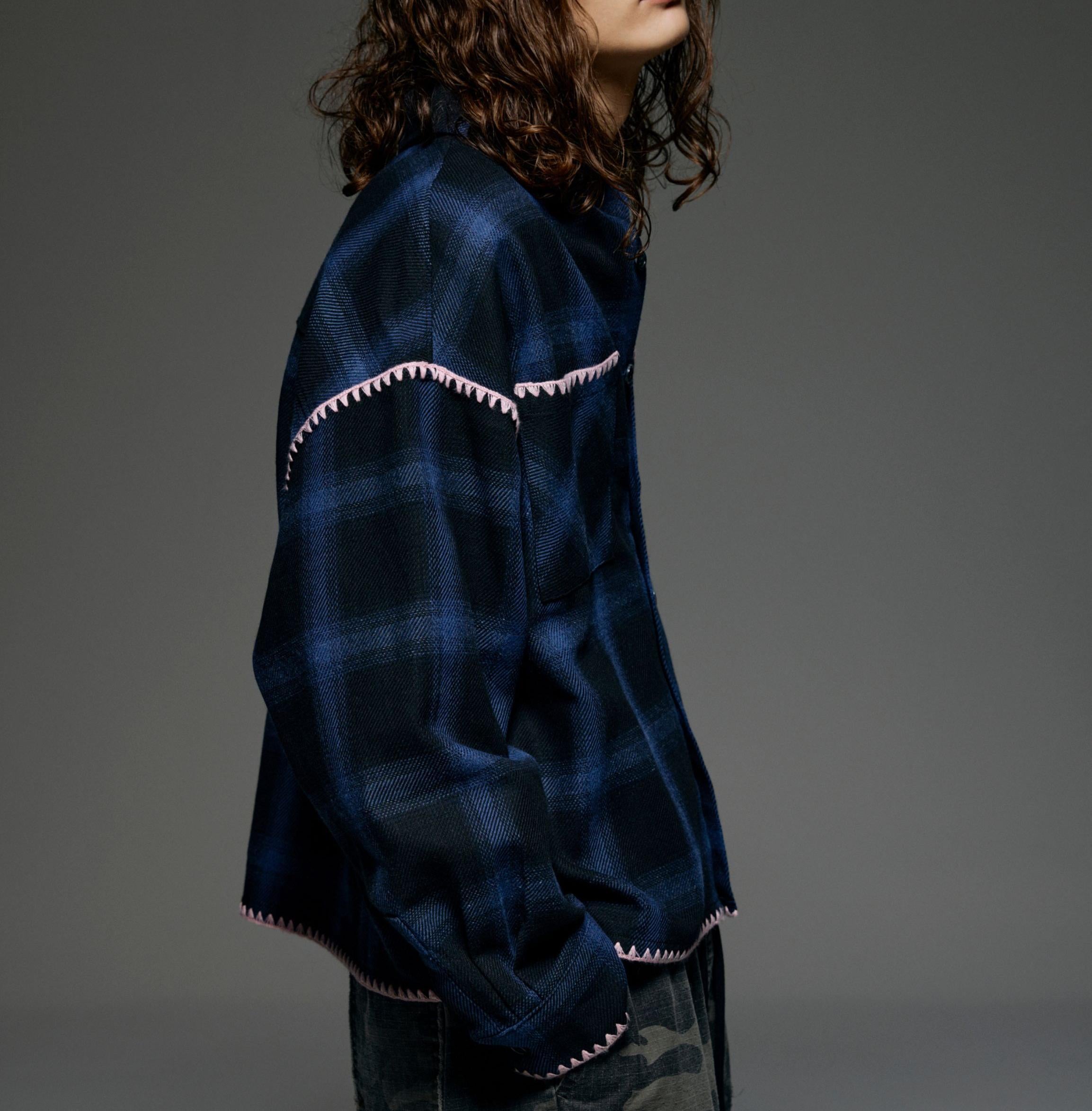 B omnivore/ビーオムニボー　HAND STITCH SHIRT ブルー