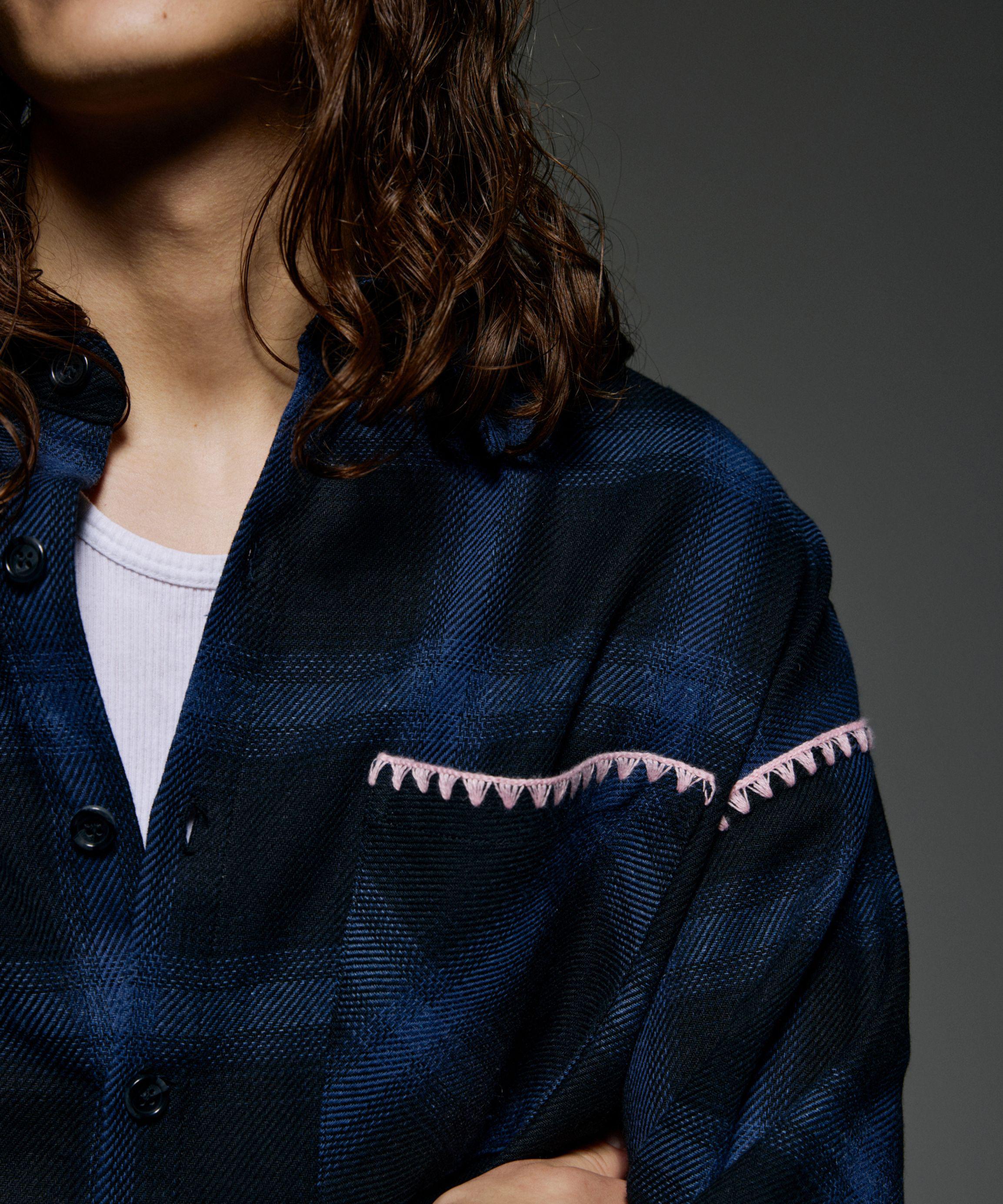 B omnivore/ビーオムニボー　HAND STITCH SHIRT ブルー