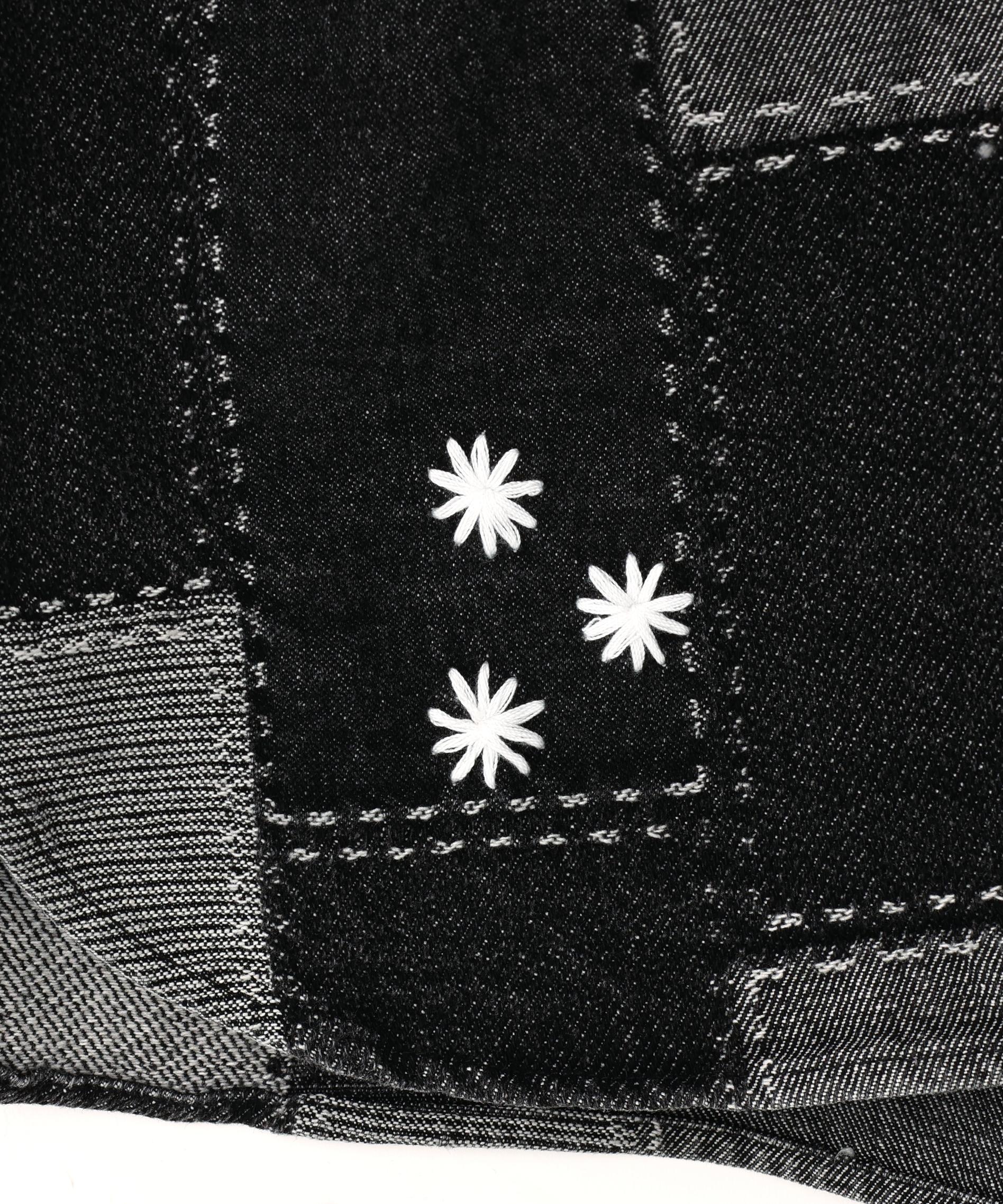 B omnivore/ビーオムニボー　PATCHWORK DENIM SHIRT ブラック