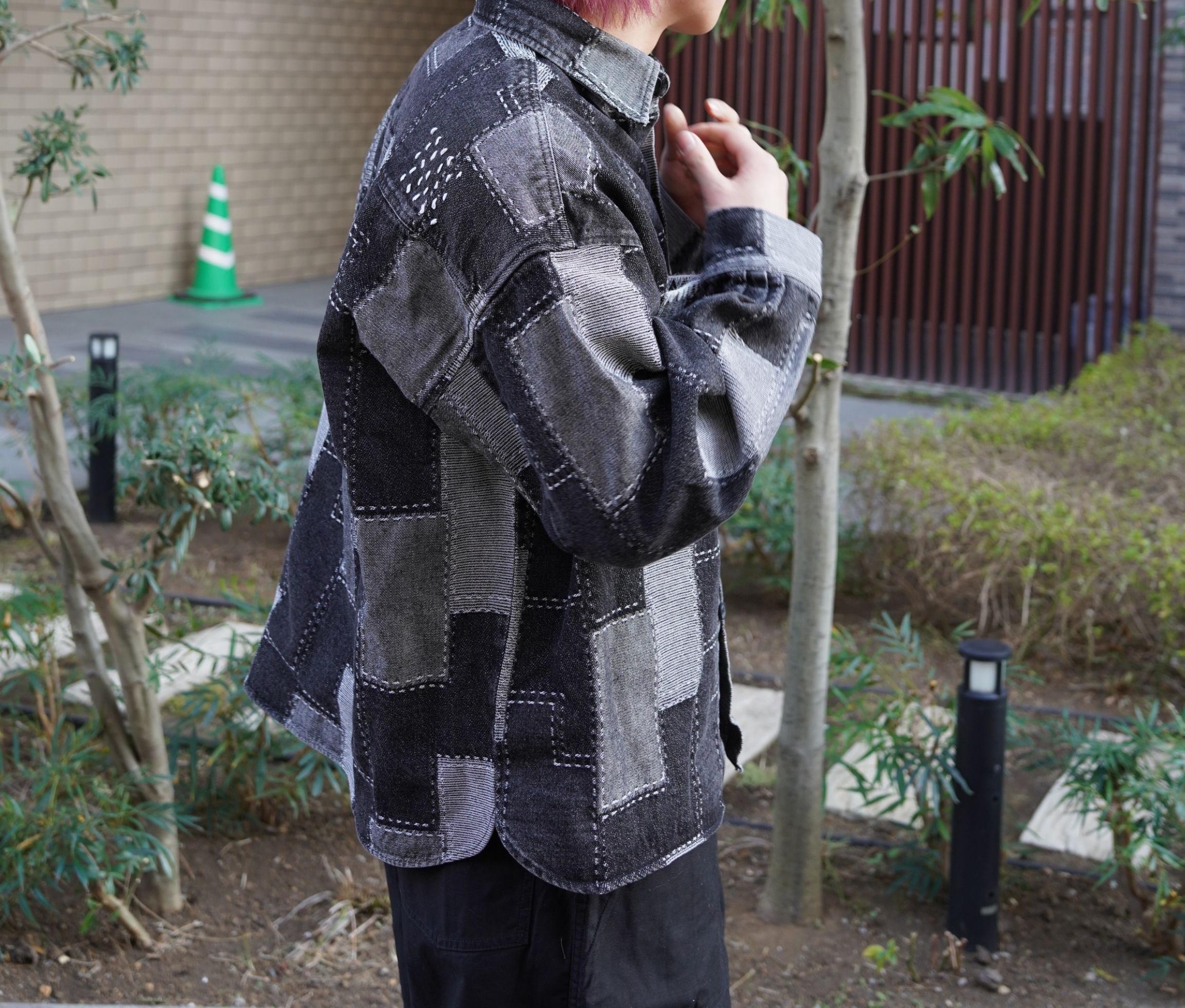 B omnivore/ビーオムニボー　PATCHWORK DENIM SHIRT ブラック