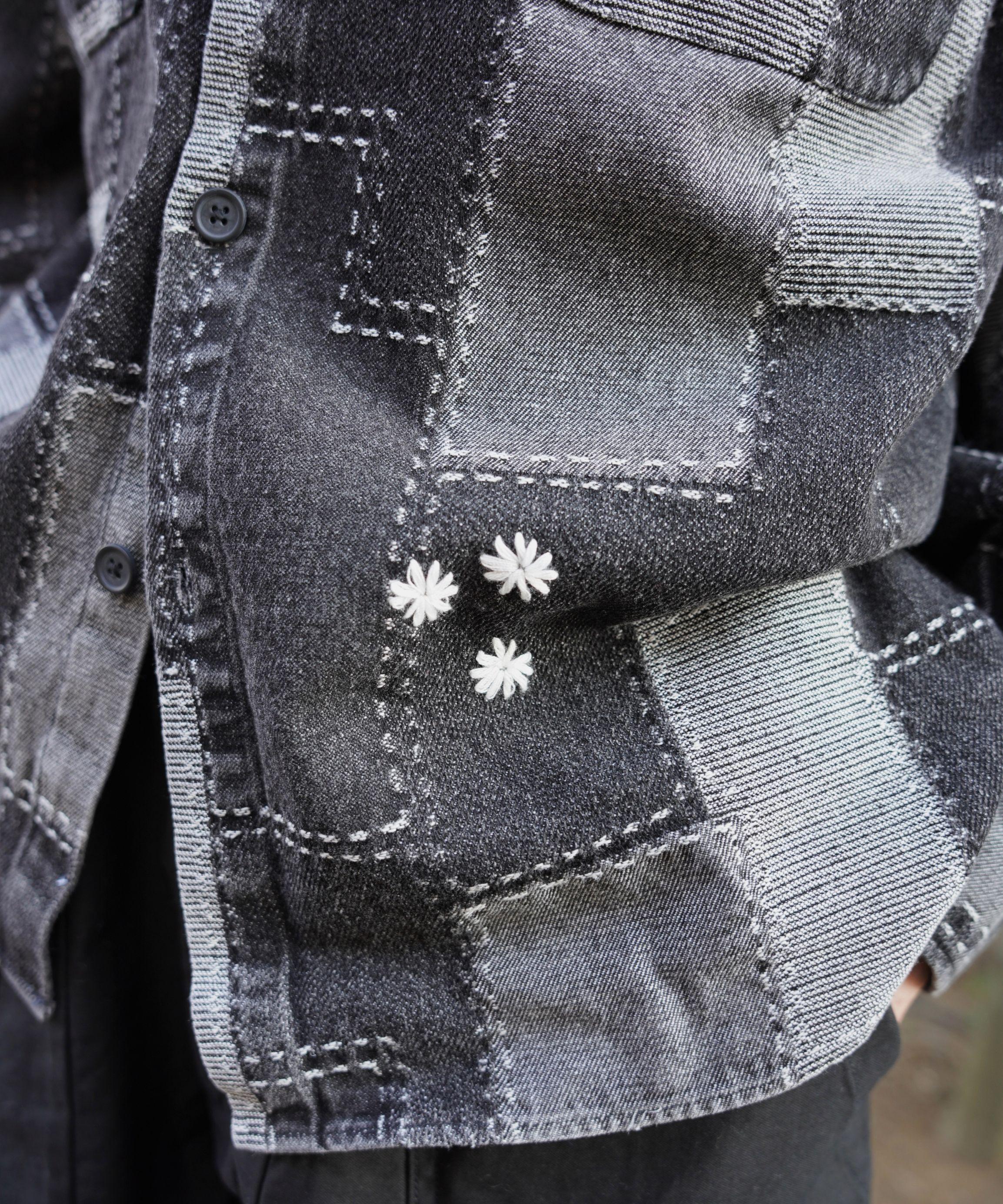 B omnivore/ビーオムニボー　PATCHWORK DENIM SHIRT ブラック