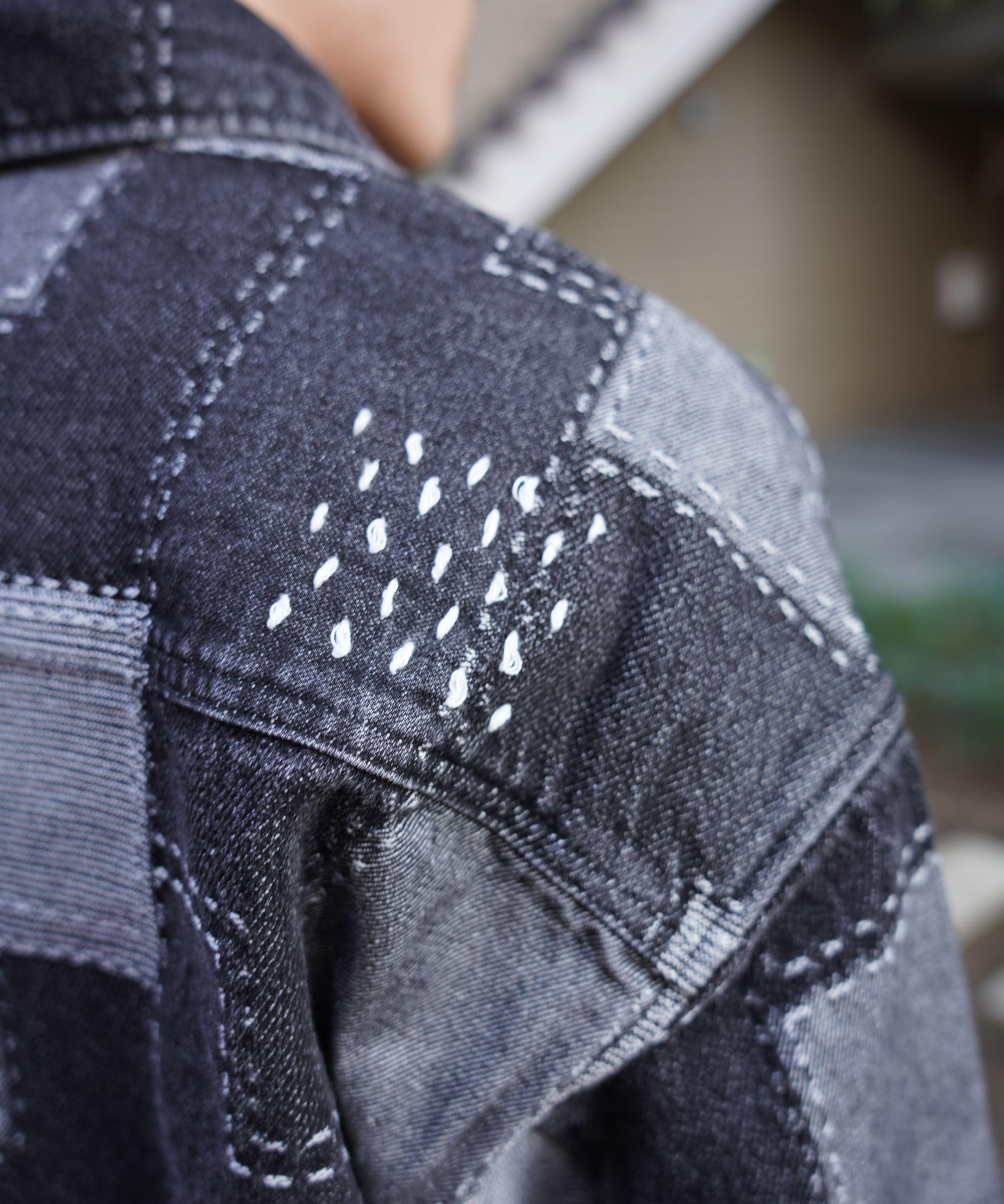 B omnivore/ビーオムニボー　PATCHWORK DENIM SHIRT ブラック