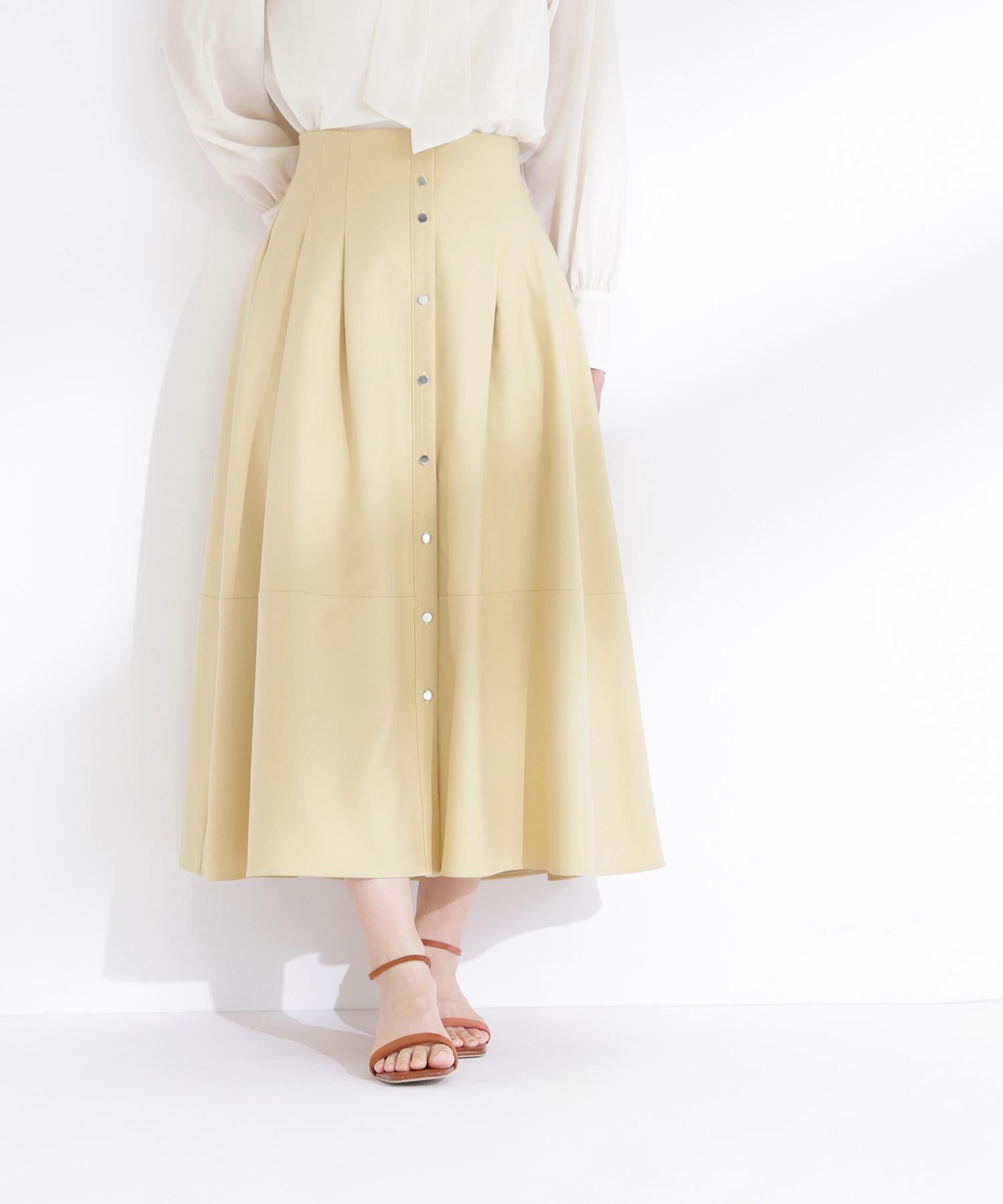 フロントボタンフレアスカート イエロー