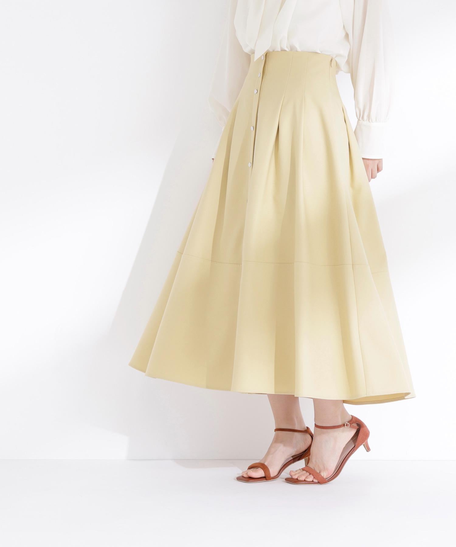 フロントボタンフレアスカート イエロー