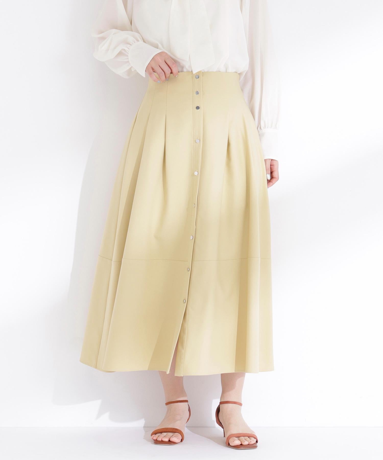 フロントボタンフレアスカート イエロー
